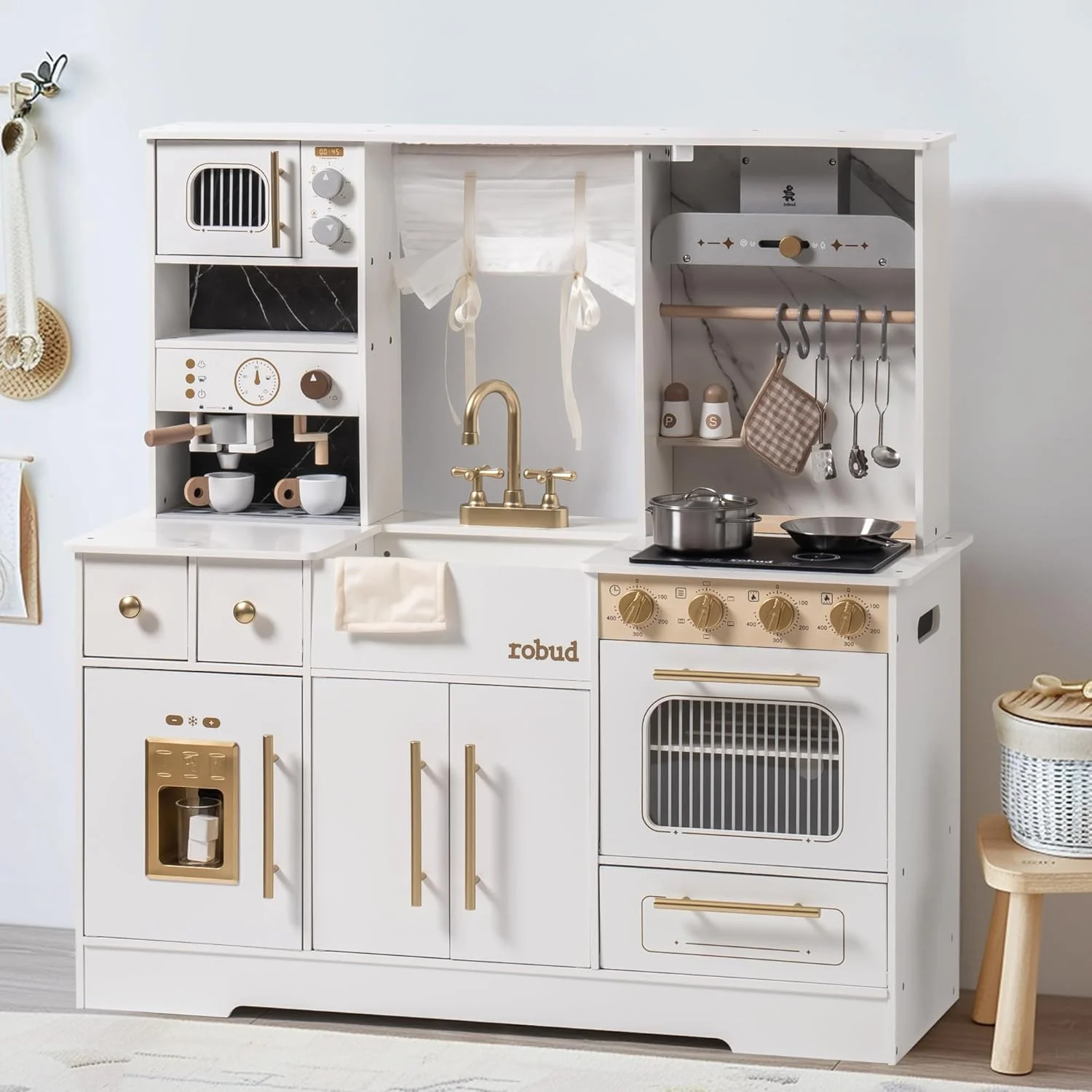 ROBUD Modern Play Kitchen for Kids - White