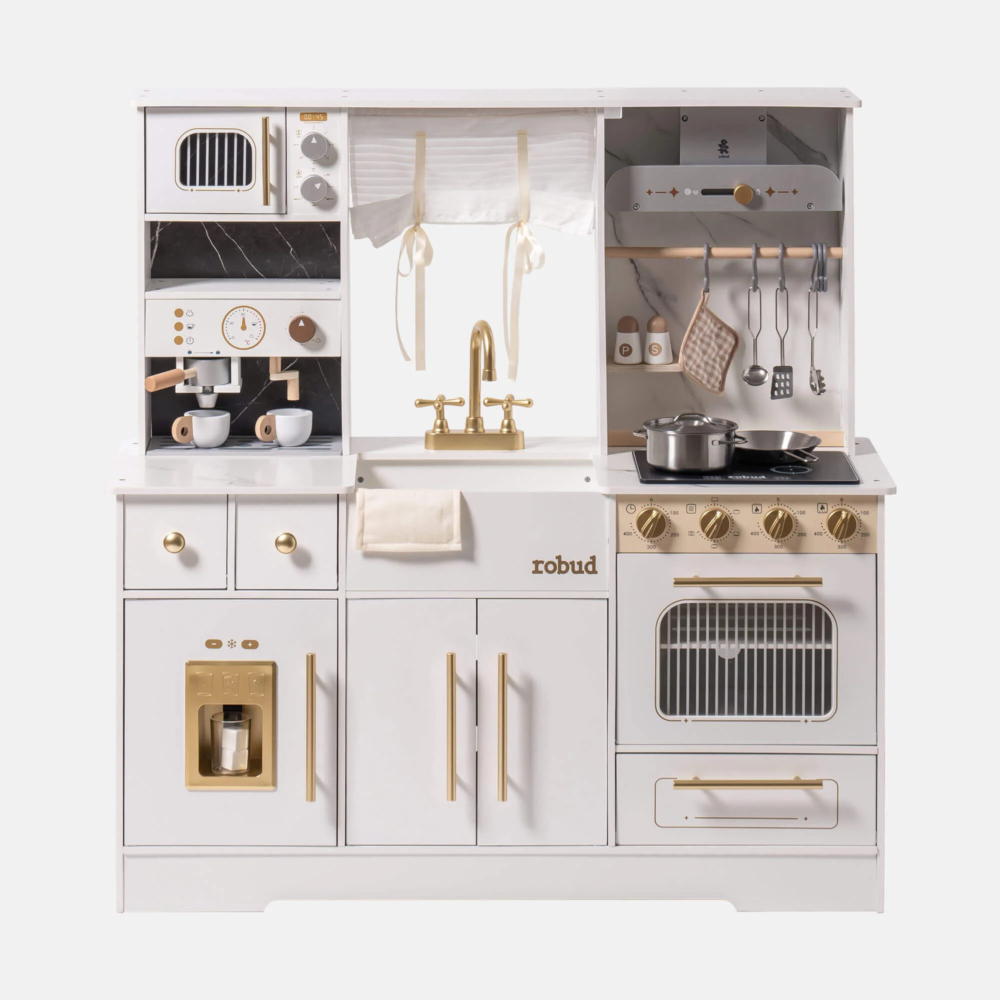 ROBUD Modern Play Kitchen for Kids - White - Image 10