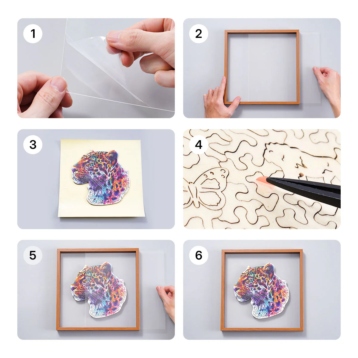 ROBOTIME Fancy Leopard Wooden Jigsaw Puzzle with Frame - Image 5
