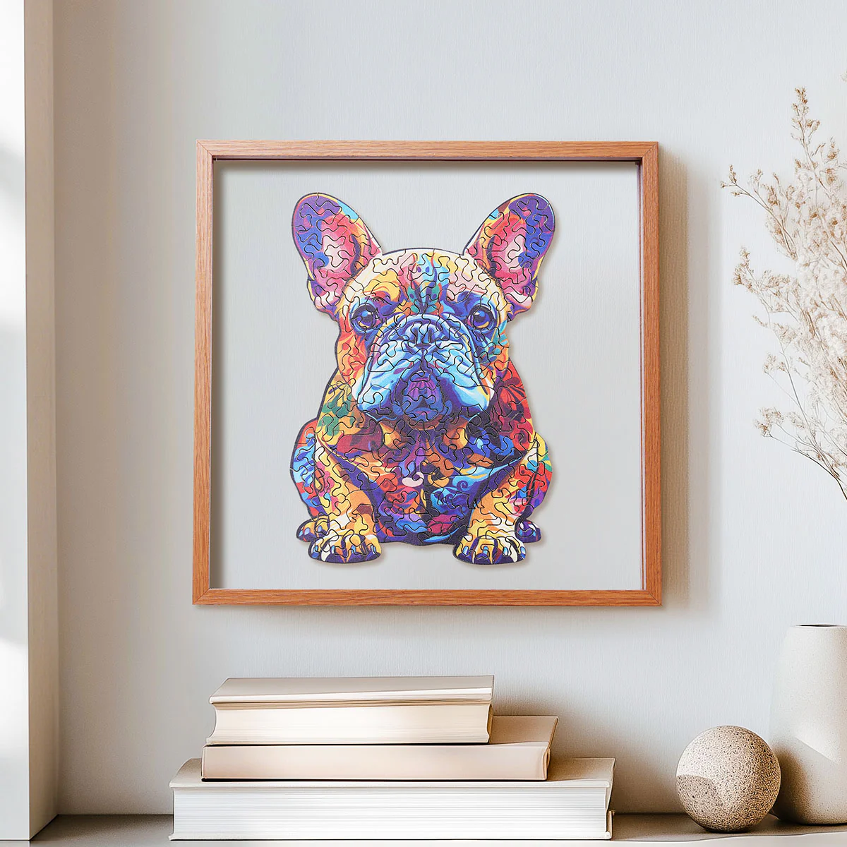 ROBOTIME French Bulldog Wooden Jigsaw Puzzle with Frame - Image 3