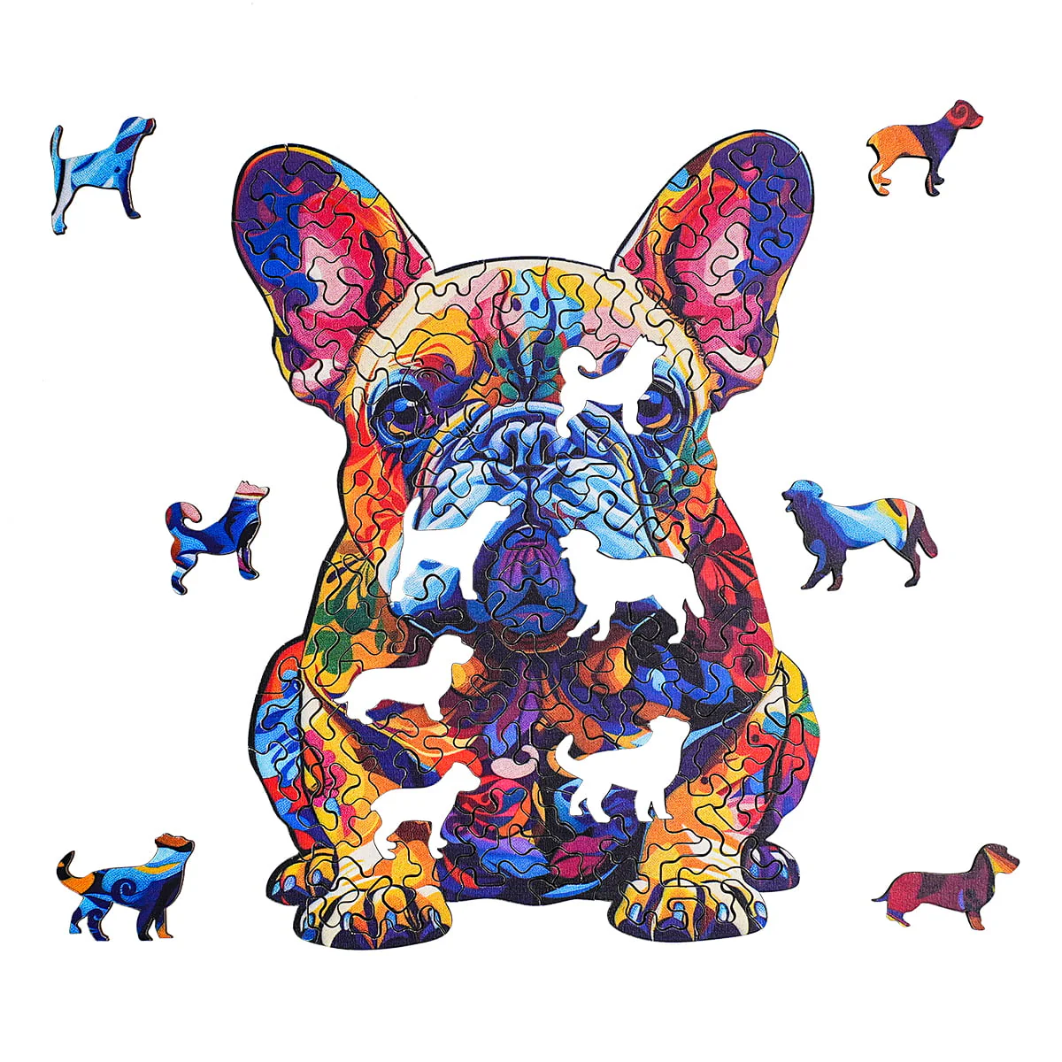 ROBOTIME French Bulldog Wooden Jigsaw Puzzle with Frame - Image 4