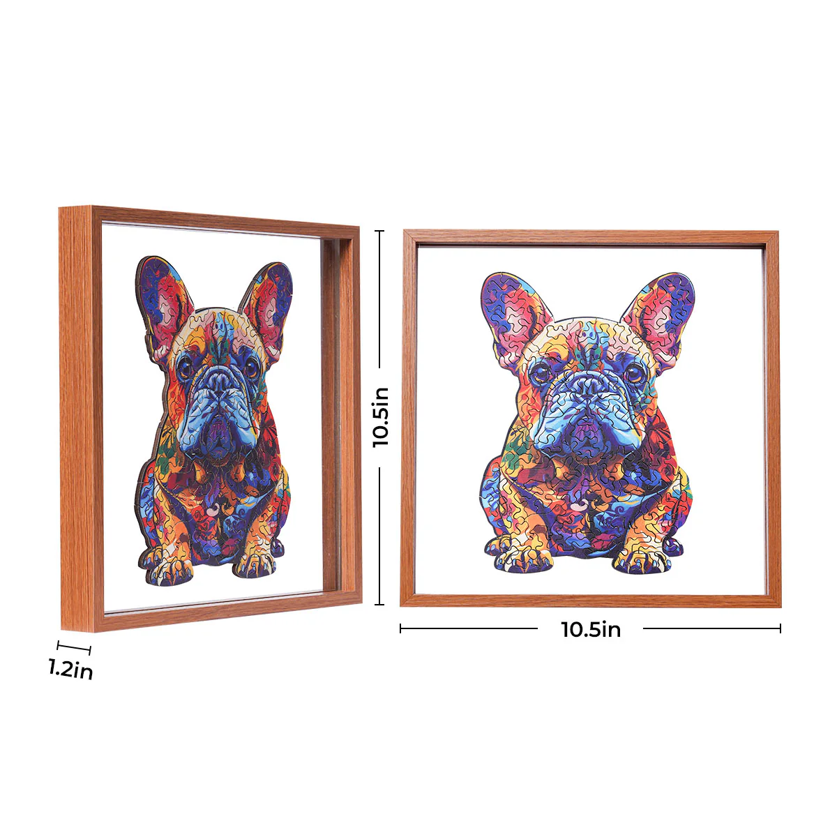 ROBOTIME French Bulldog Wooden Jigsaw Puzzle with Frame - Image 7
