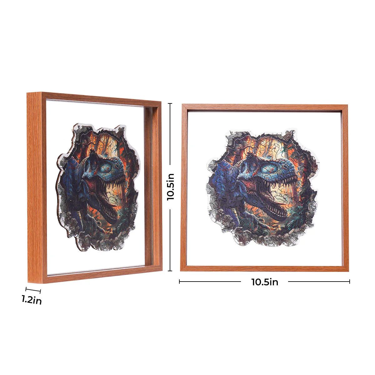 ROBOTIME Wall Breaking T-Rex Wooden Jigsaw Puzzle with Frame - Image 7