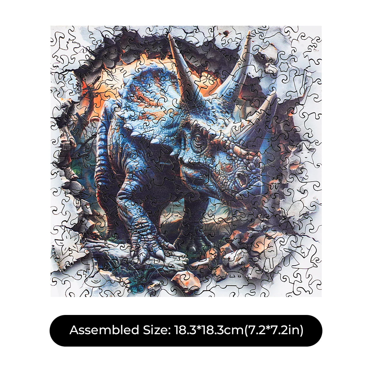ROBOTIME Wall Breaking Triceratops Wooden Jigsaw Puzzle - Image 5