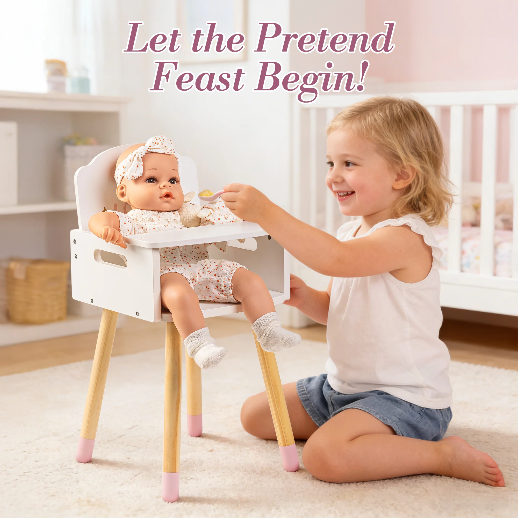 ROBUD Baby Doll High Chair with Heart-Shaped - Image 6