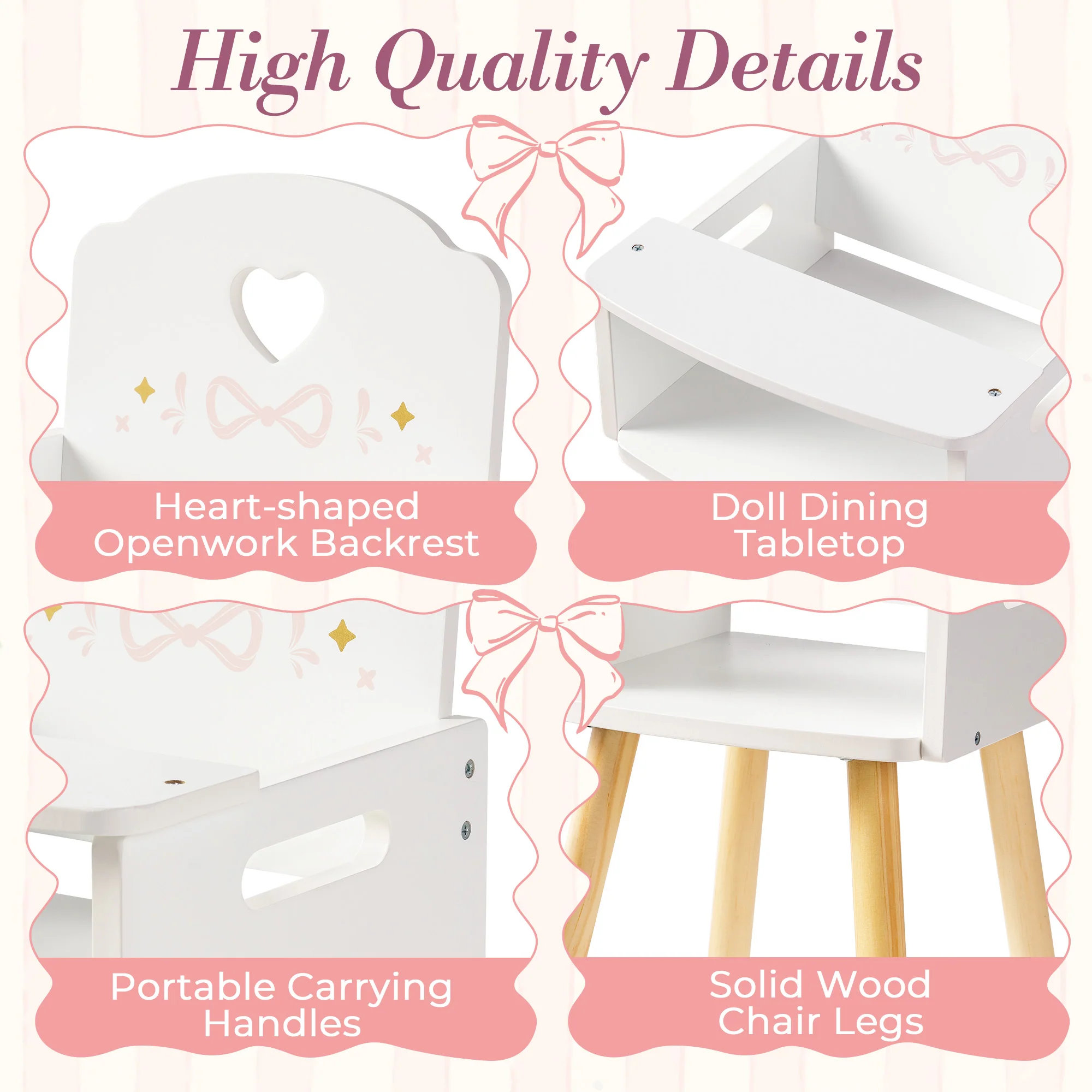 ROBUD Baby Doll High Chair with Heart-Shaped - Image 7