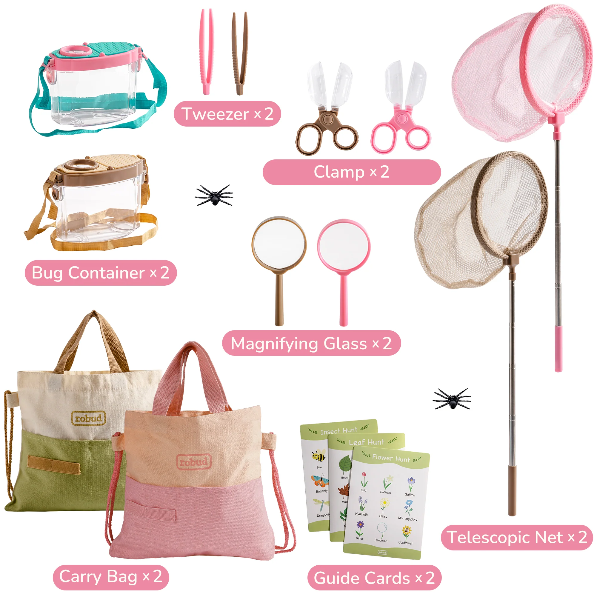 ROBUD Dual Kids Outdoor Explorer Kit - Pink & Green - Image 10