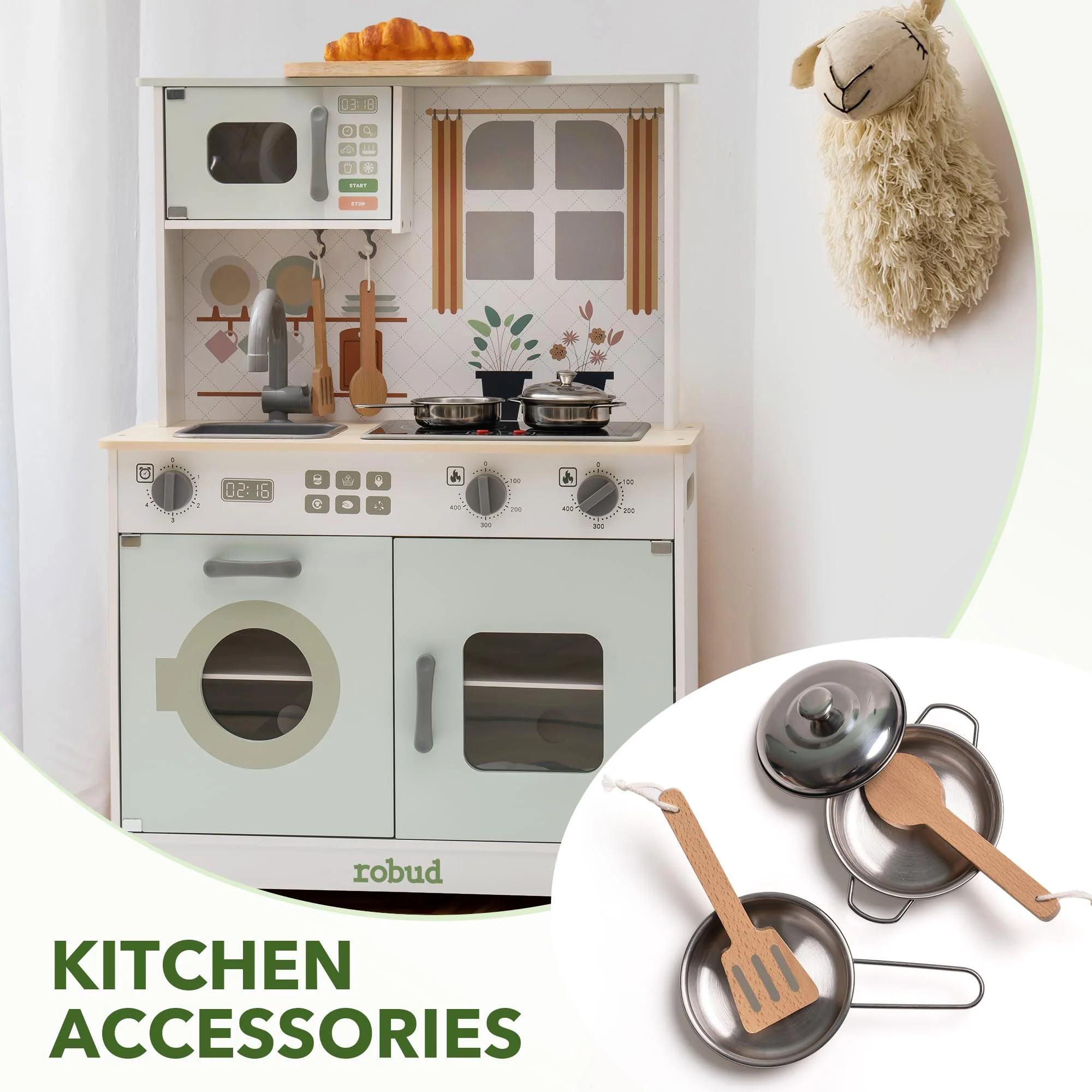 Robud Green Modern Look Play Kitchen WCF26 - Image 5