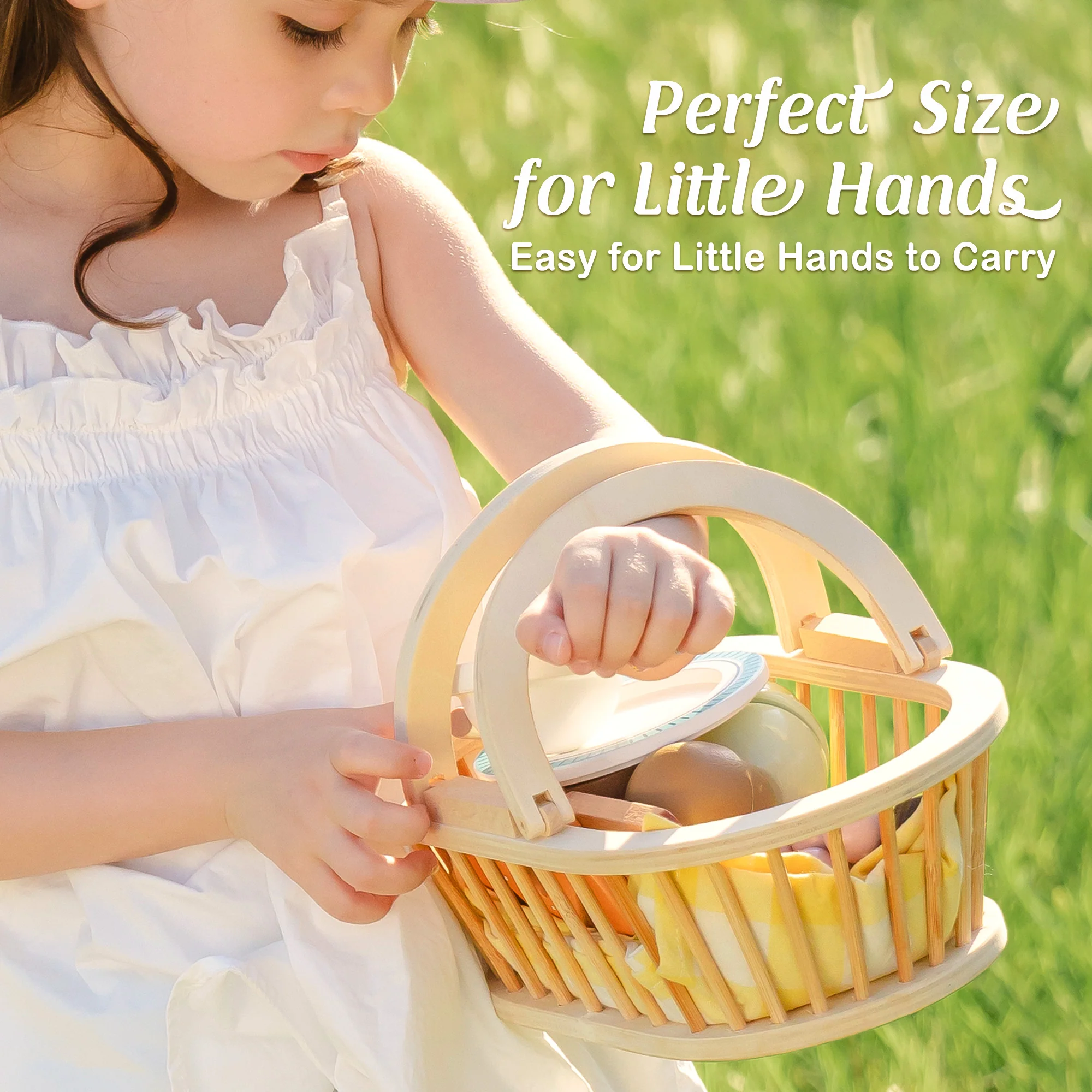 ROBUD Kids Wooden Picnic Play Food Set - Image 5