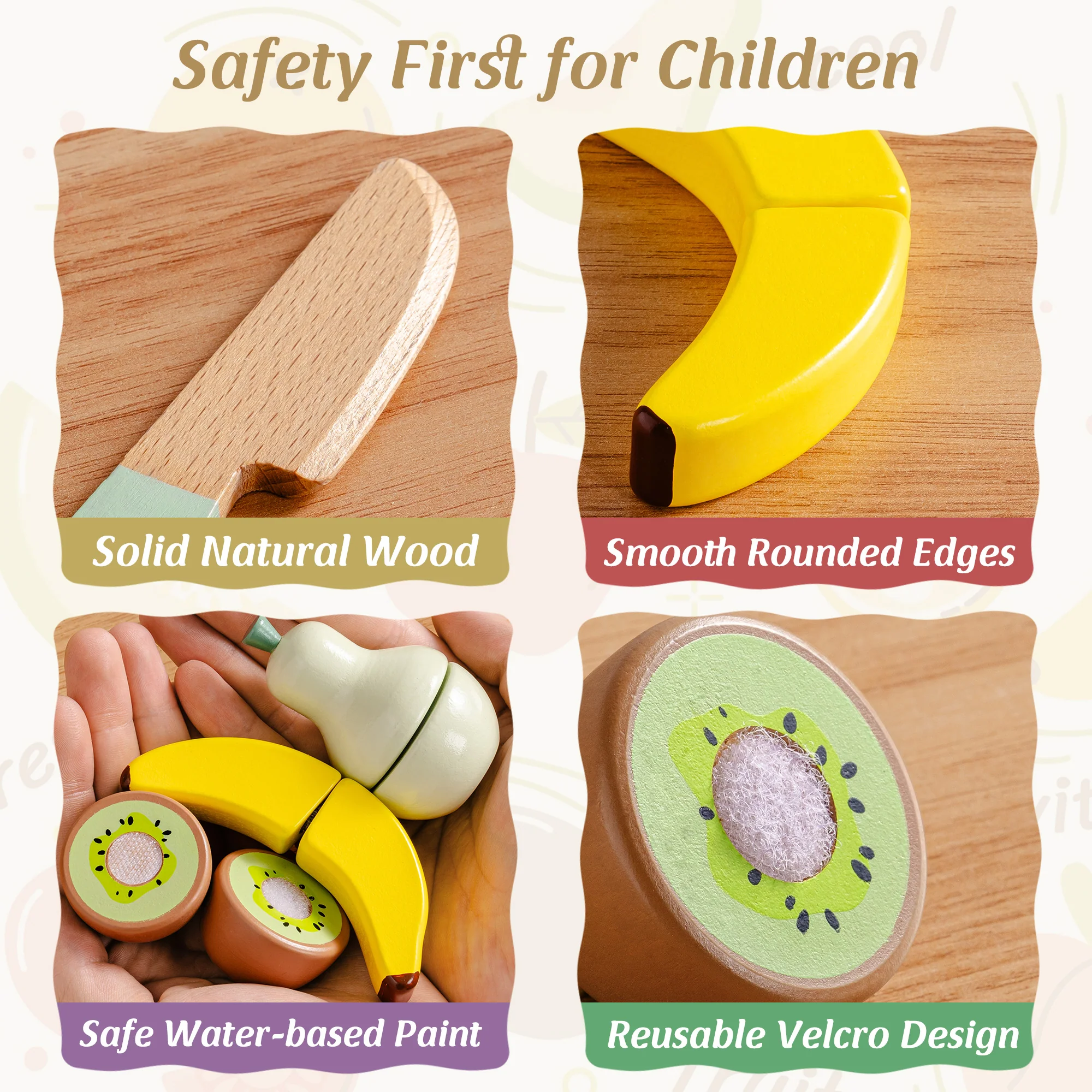 ROBUD Kids Wooden Picnic Play Food Set - Image 8