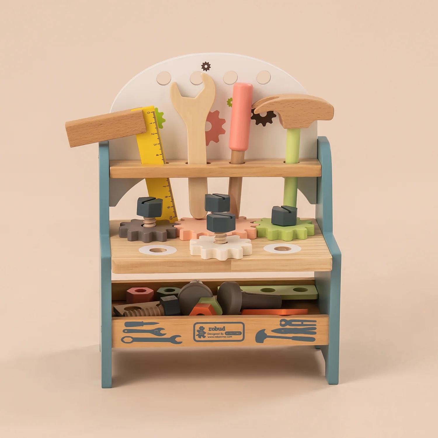 ROBUD Mini Wooden Play Tool Workbench Set WG201 - Image 2