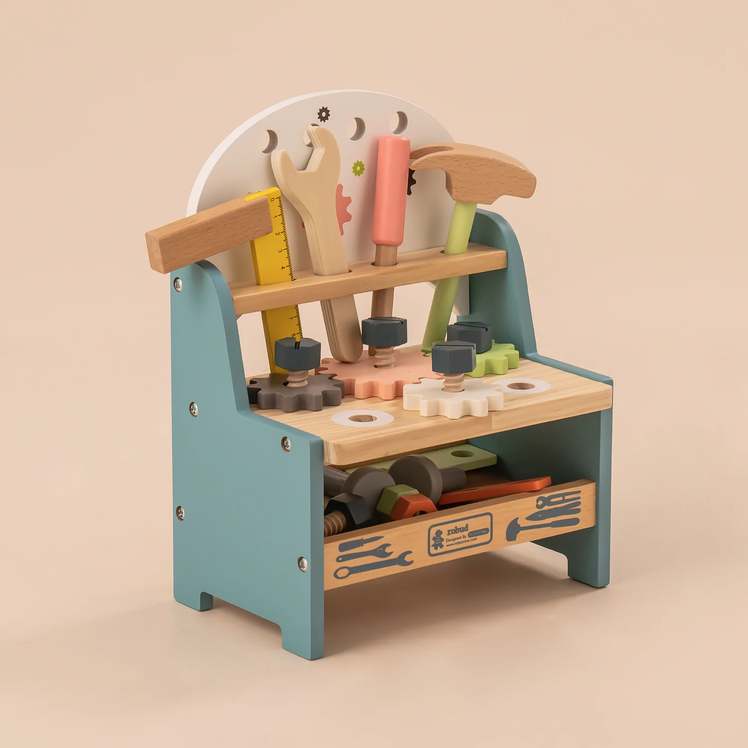 ROBUD Mini Wooden Play Tool Workbench Set WG201 - Image 3