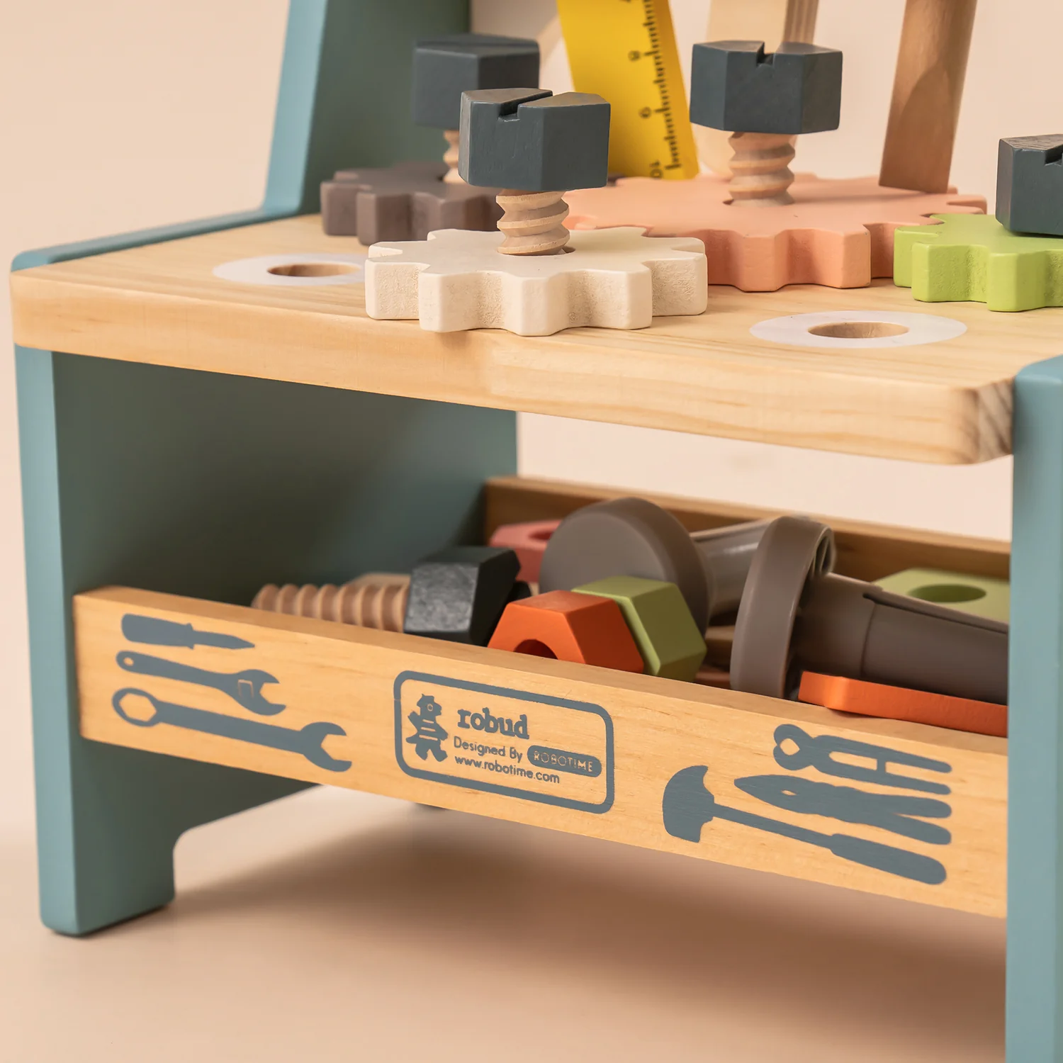 ROBUD Mini Wooden Play Tool Workbench Set WG201 - Image 6