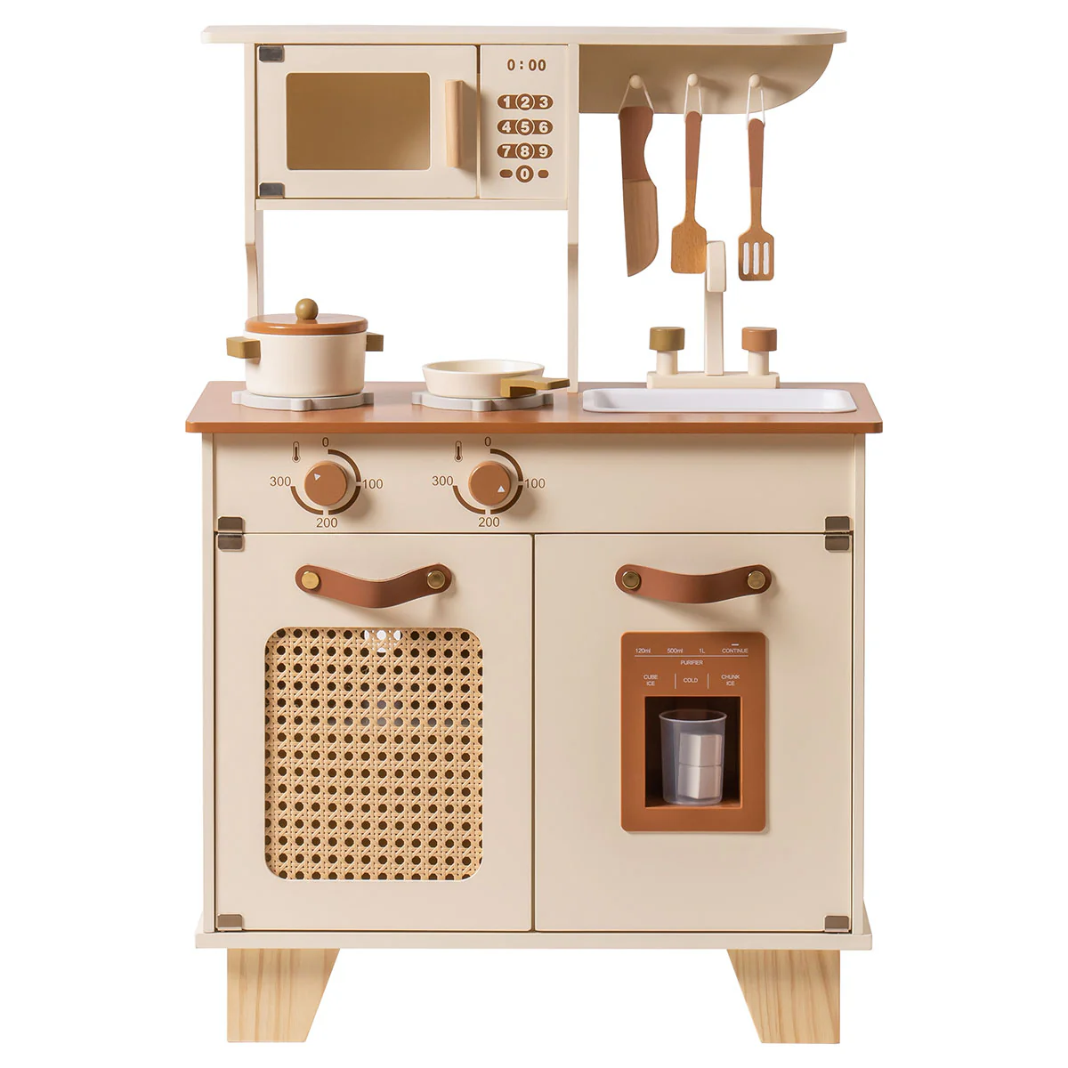 ROBUD Mocha Montessori Wooden Play Kitchen with Ice Dispenser - Image 3