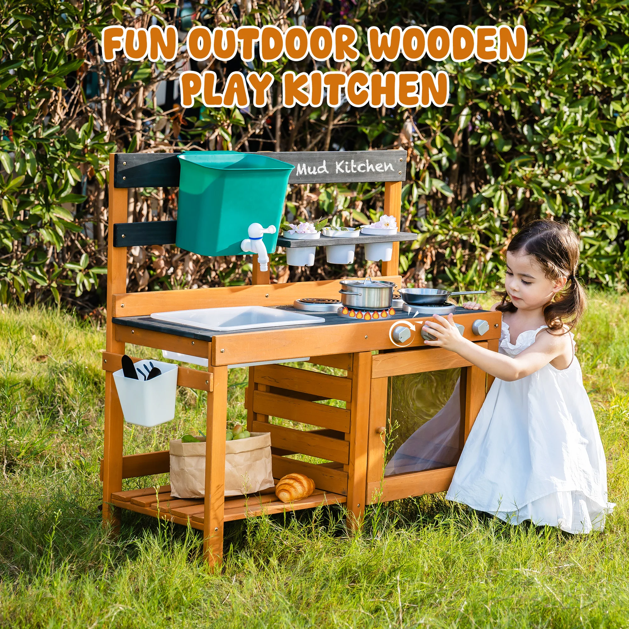 ROBUD Outdoor Mud Kitchen with Real Water Play - Image 5