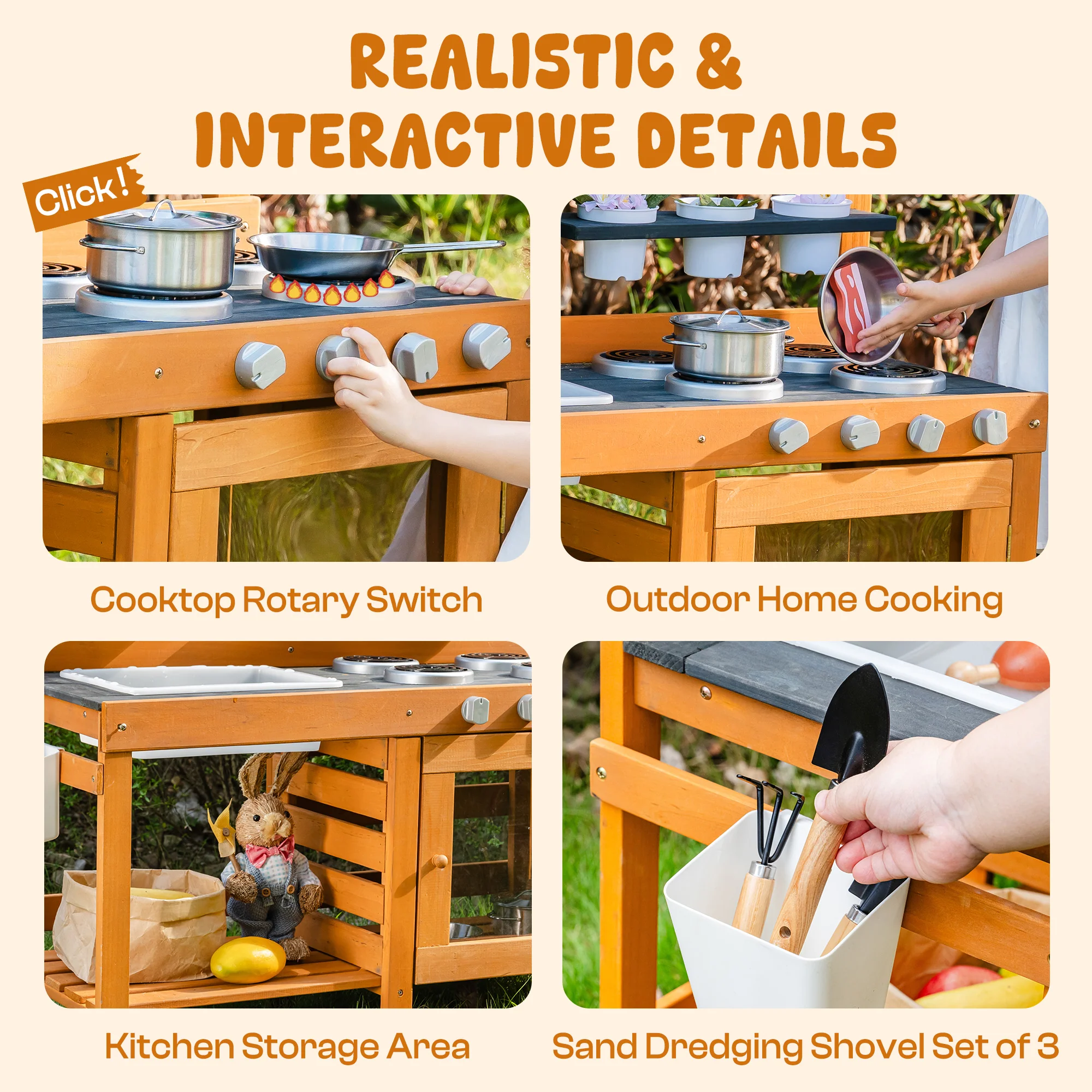 ROBUD Outdoor Mud Kitchen with Real Water Play - Image 9