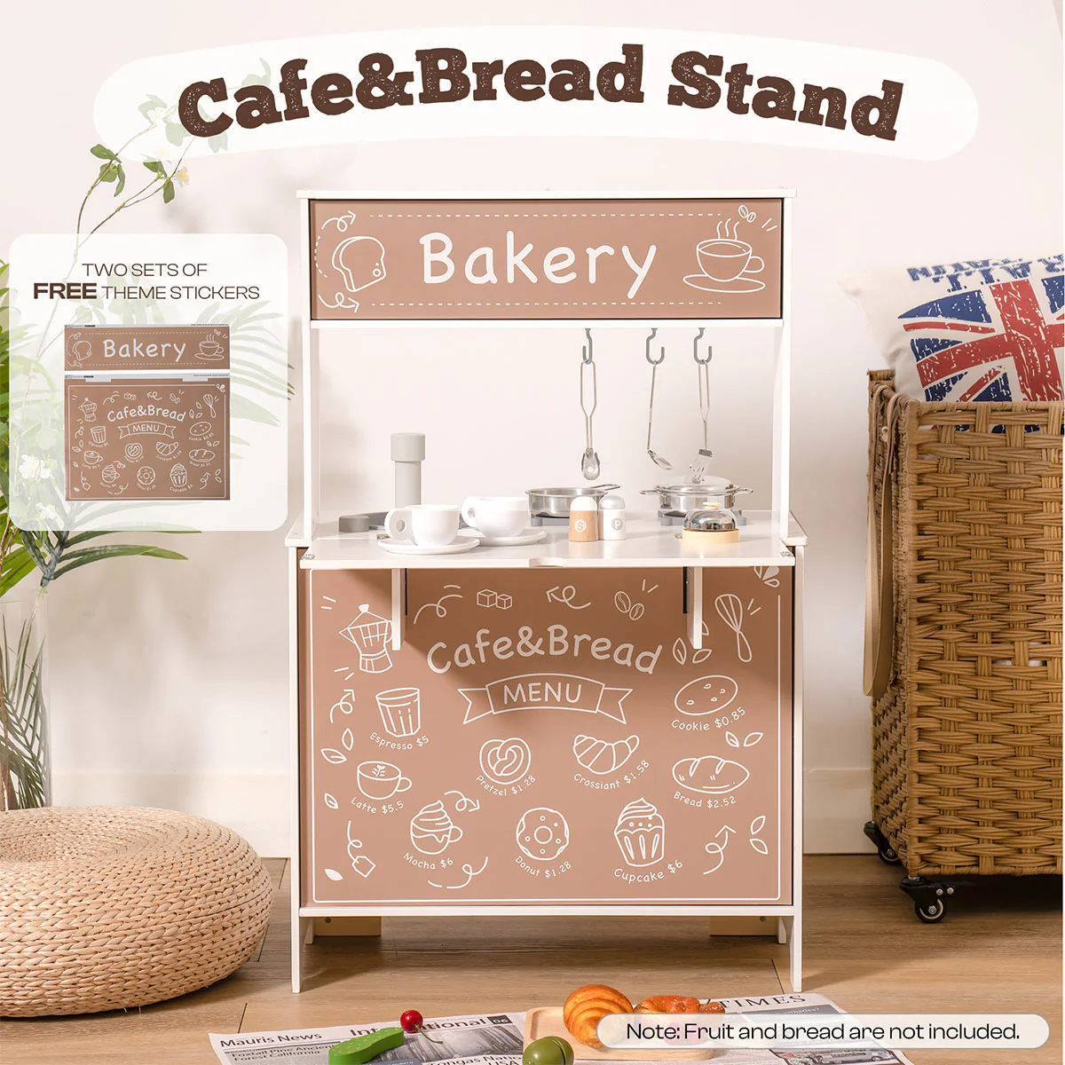 ROBUD Pretend Toddlers Kitchen Toy with DIY Creative Chalkboard WCF06 - Image 4