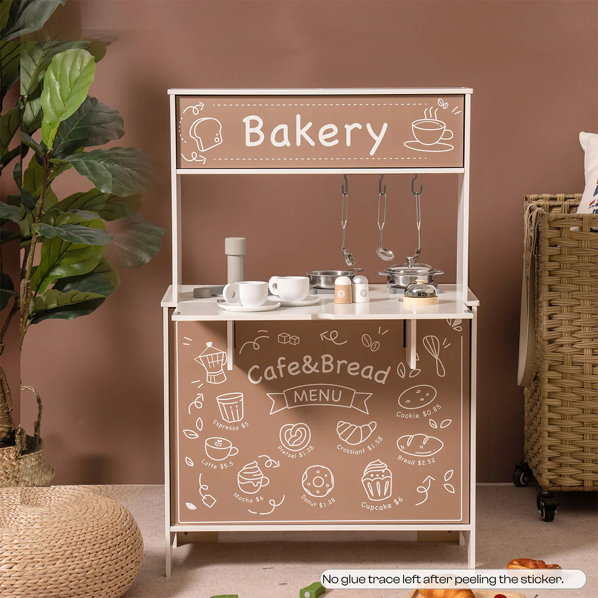 ROBUD Pretend Toddlers Kitchen Toy with DIY Creative Chalkboard WCF06 - Image 5