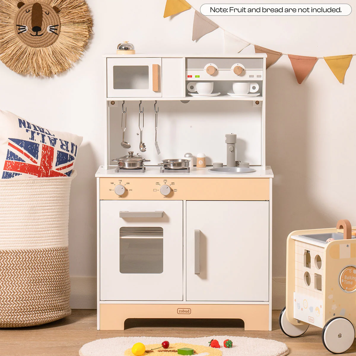 ROBUD Pretend Toddlers Kitchen Toy with DIY Creative Chalkboard WCF06 - Image 6