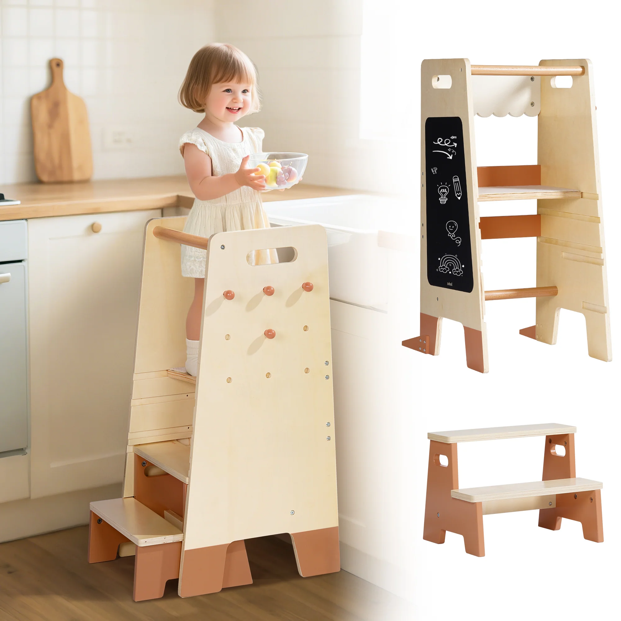 ROBUD Toddler Standing Tower with Step Stool Set - Image 14
