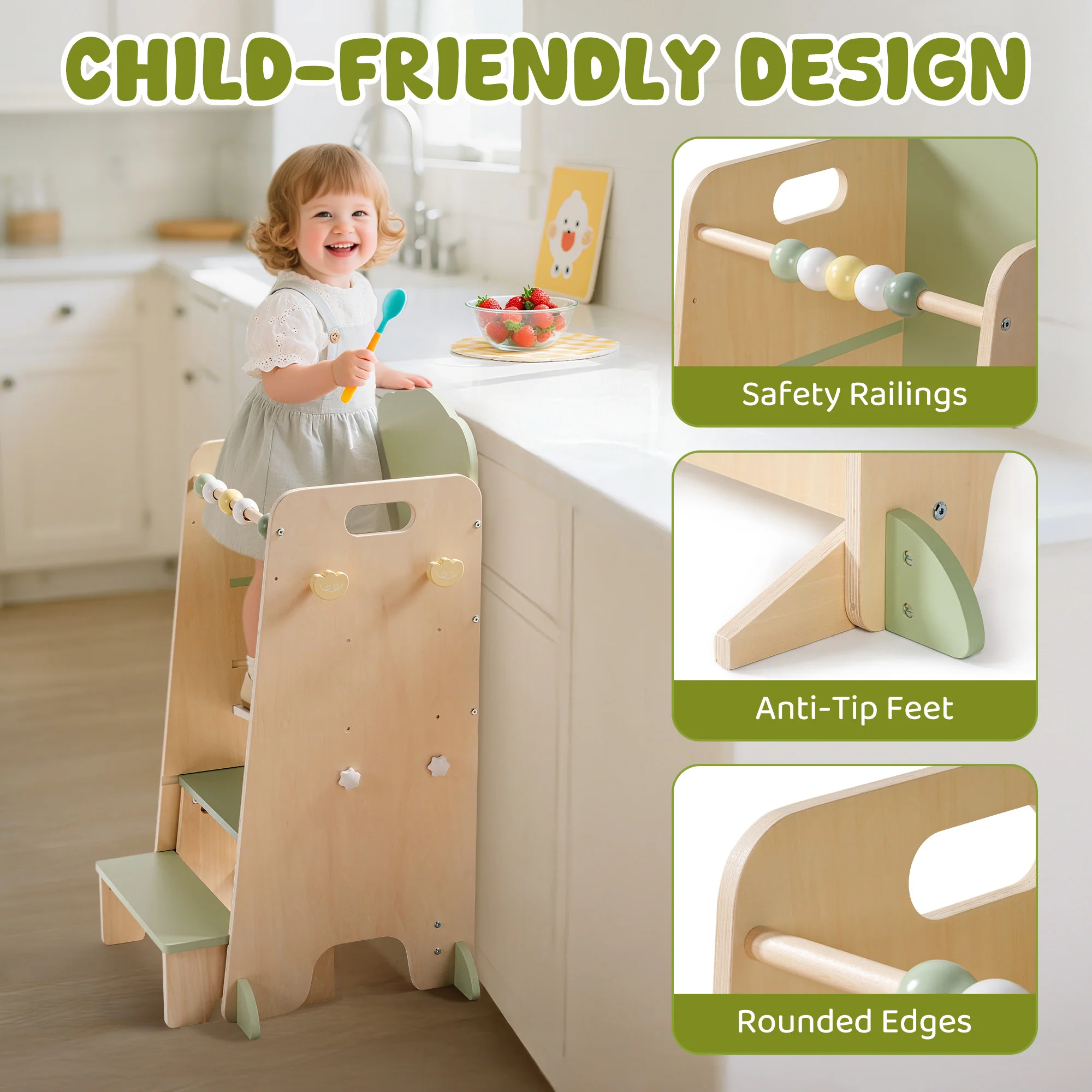 ROBUD Toddler Standing Tower with Step Stool Set - Image 7