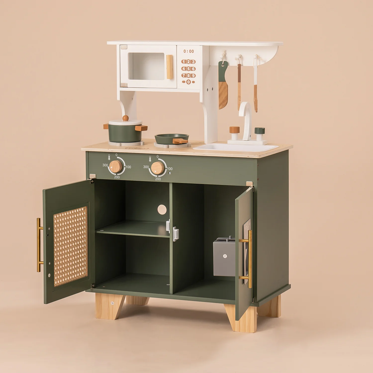 ROBUD Vintage Green Wooden Play Kitchen WCF04 - Image 3