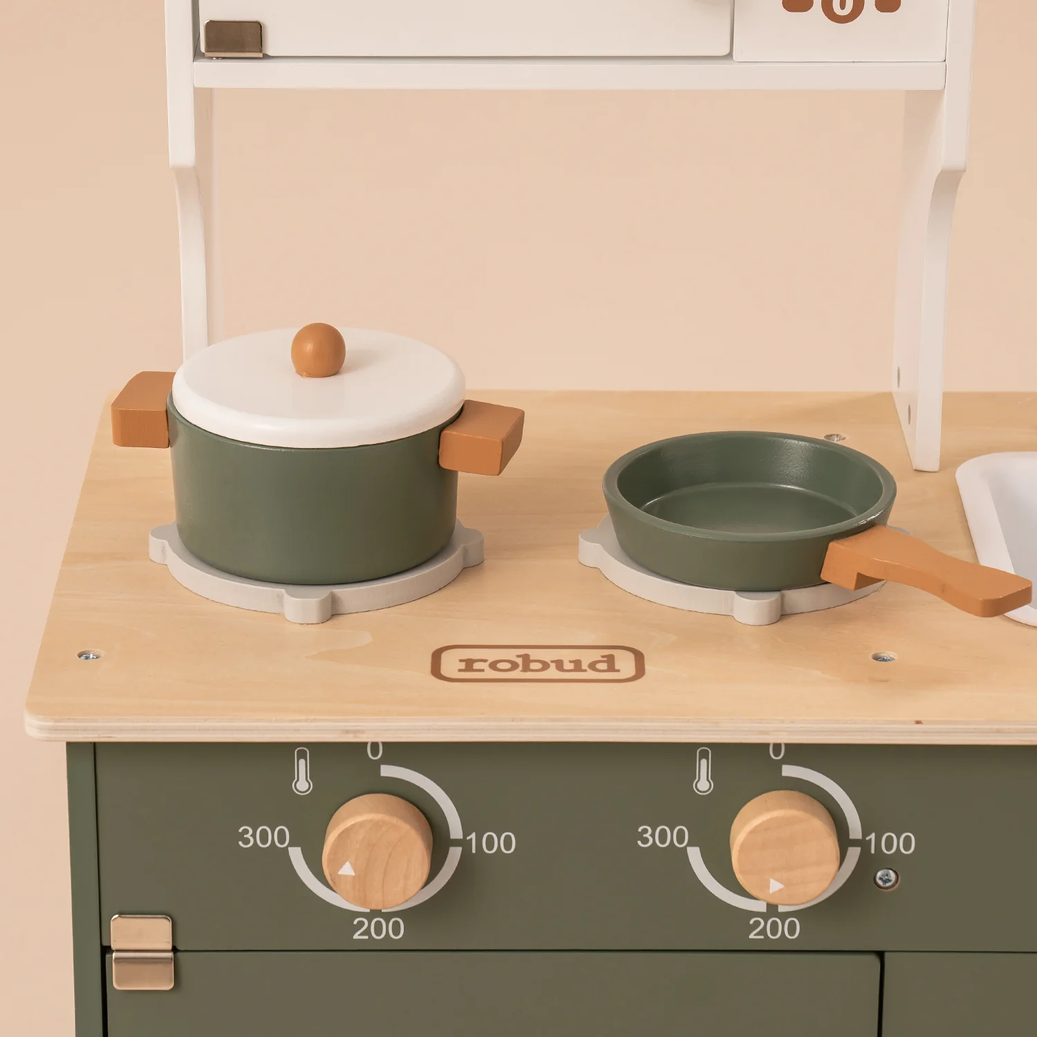 ROBUD Vintage Green Wooden Play Kitchen WCF04 - Image 6