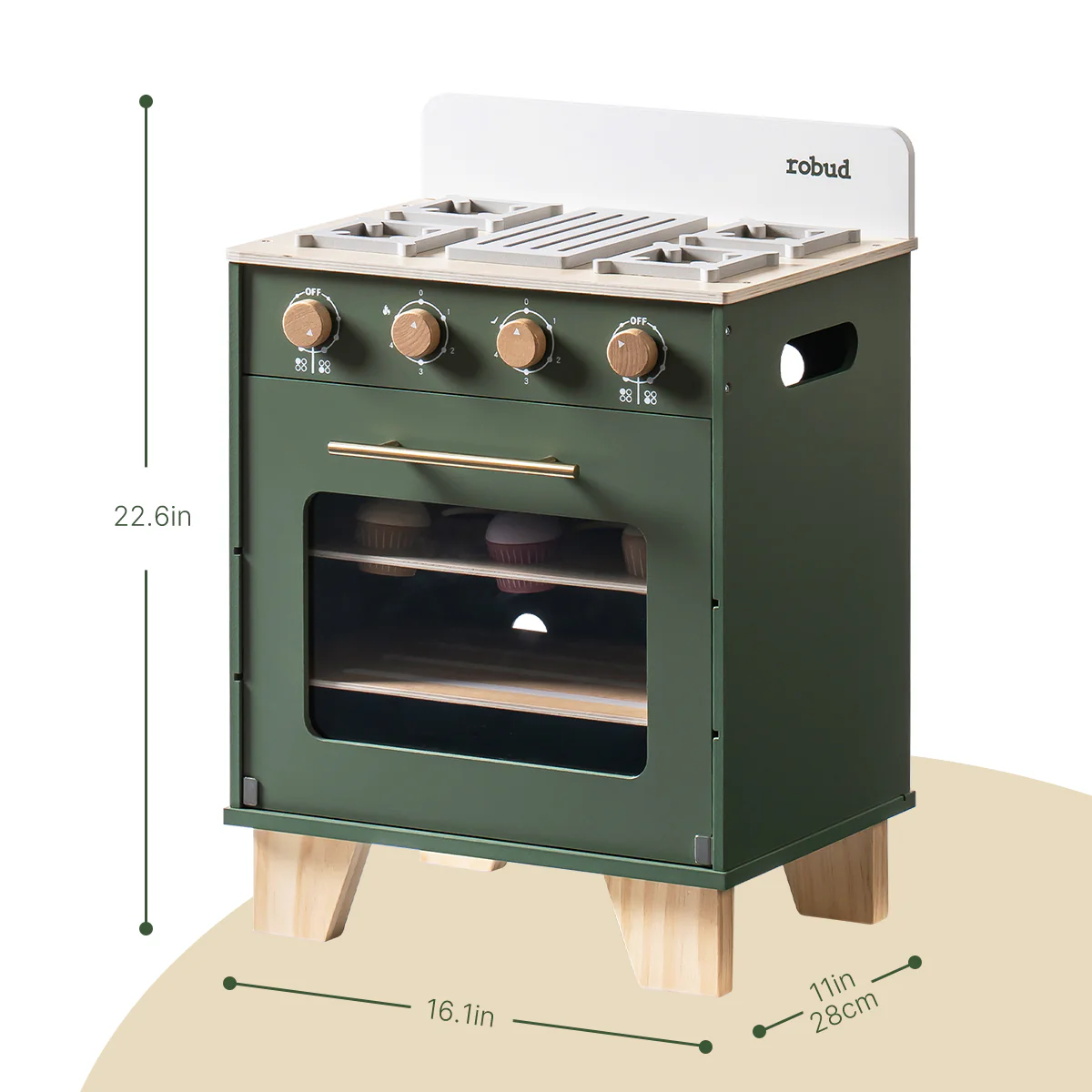 ROBUD Vintage Wooden Toy Kitchen Oven - Image 6