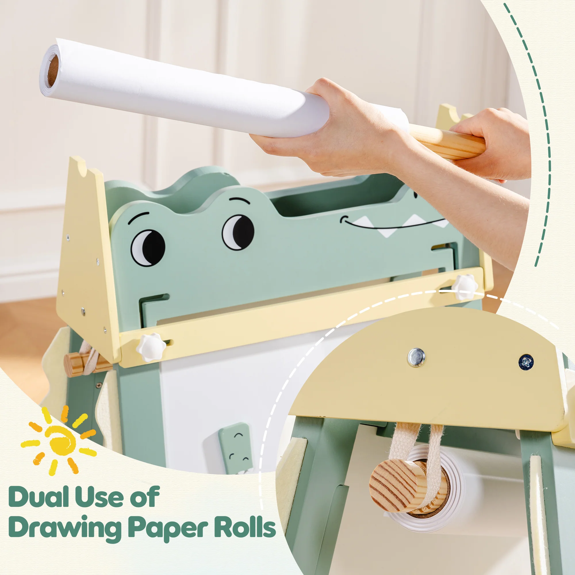 ROBUD Wooden Adjustable Crocodile Easel for Kids - Image 10