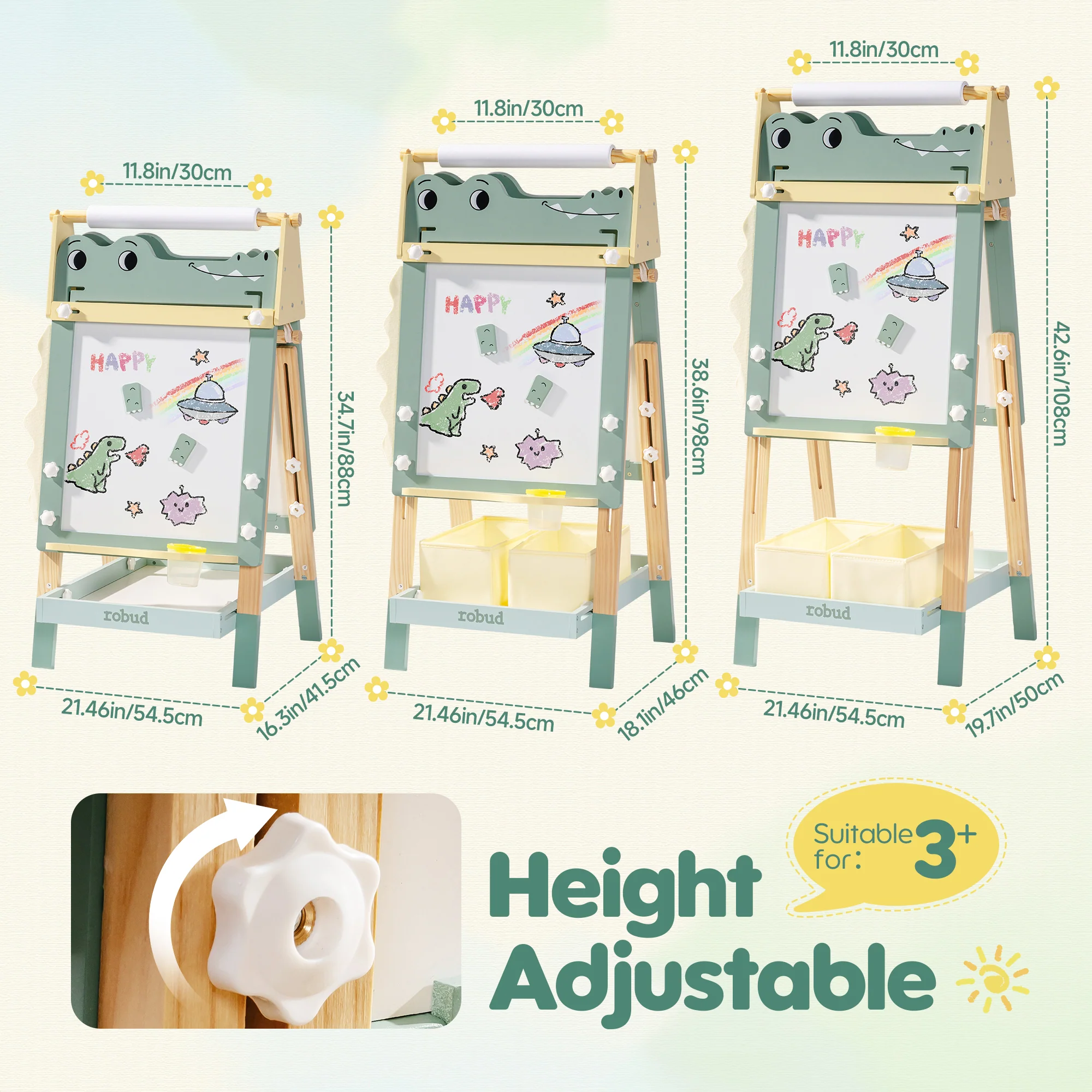 ROBUD Wooden Adjustable Crocodile Easel for Kids - Image 12