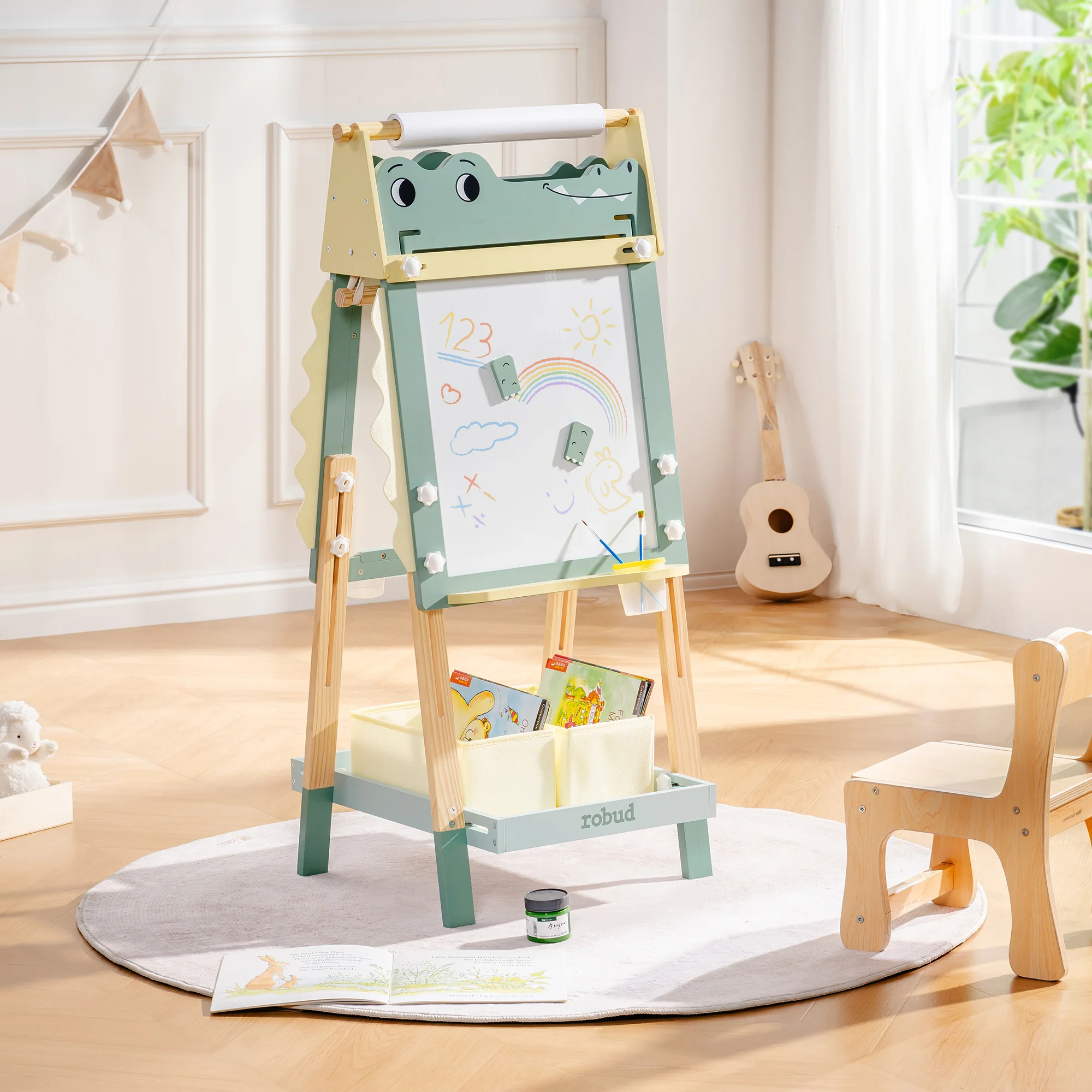 ROBUD Wooden Adjustable Crocodile Easel for Kids - Image 2