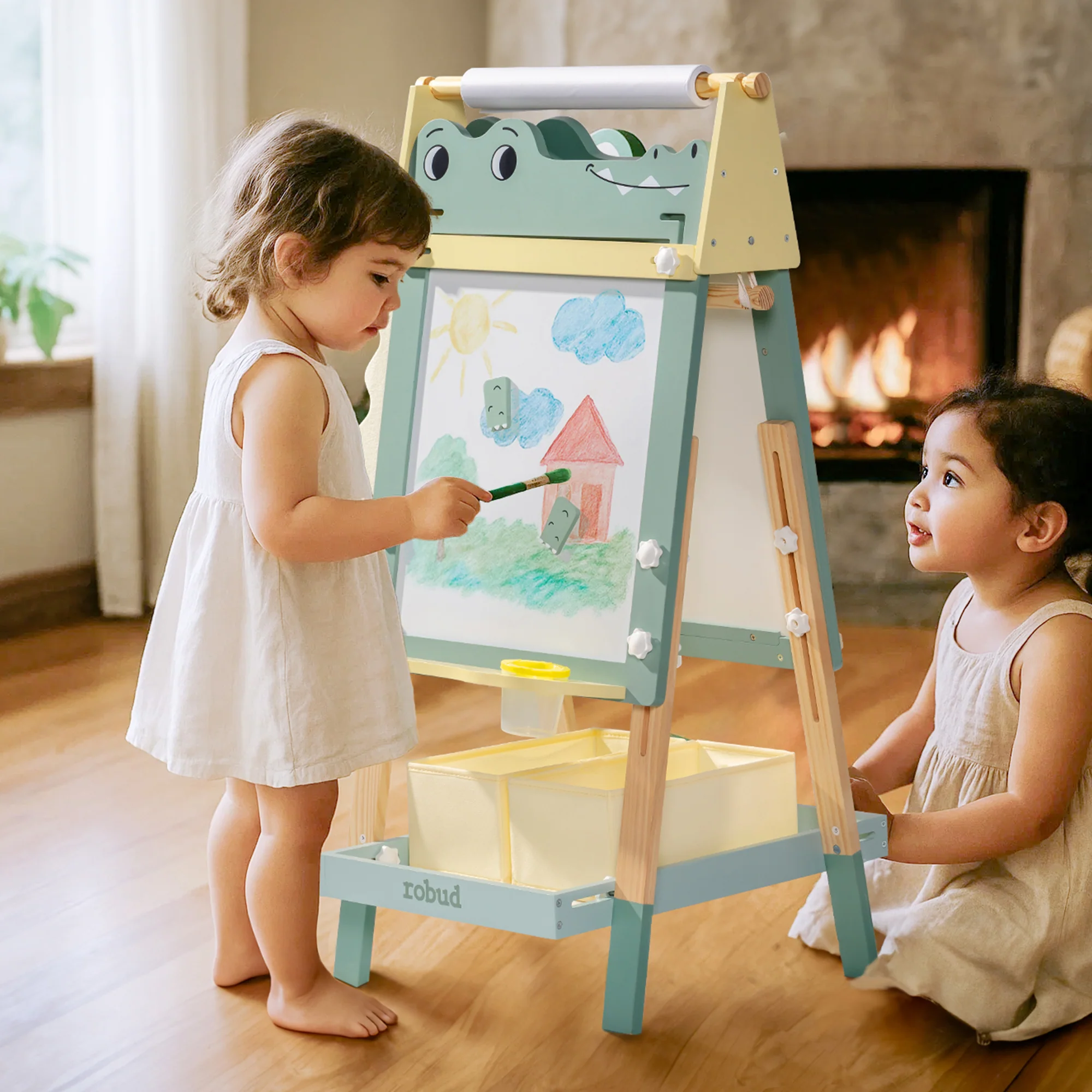 ROBUD Wooden Adjustable Crocodile Easel for Kids - Image 3