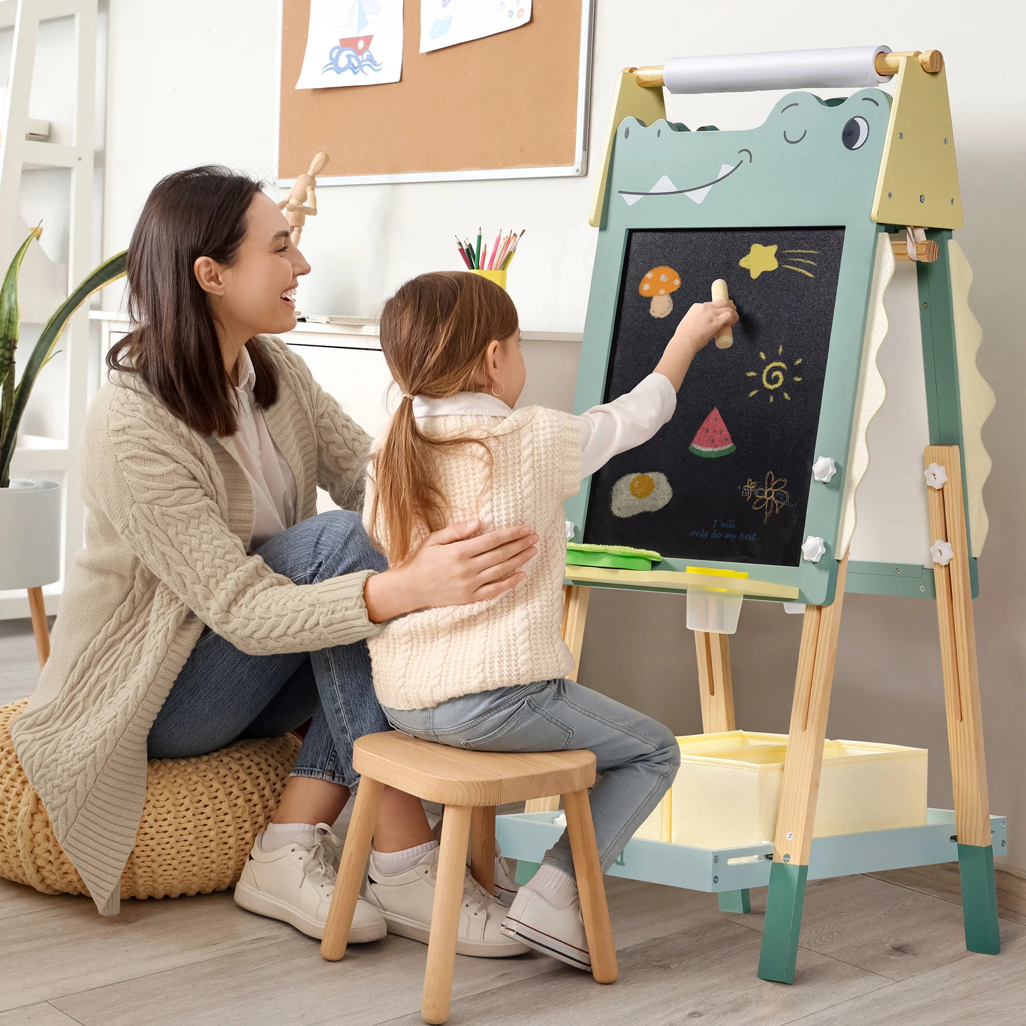 ROBUD Wooden Adjustable Crocodile Easel for Kids - Image 4