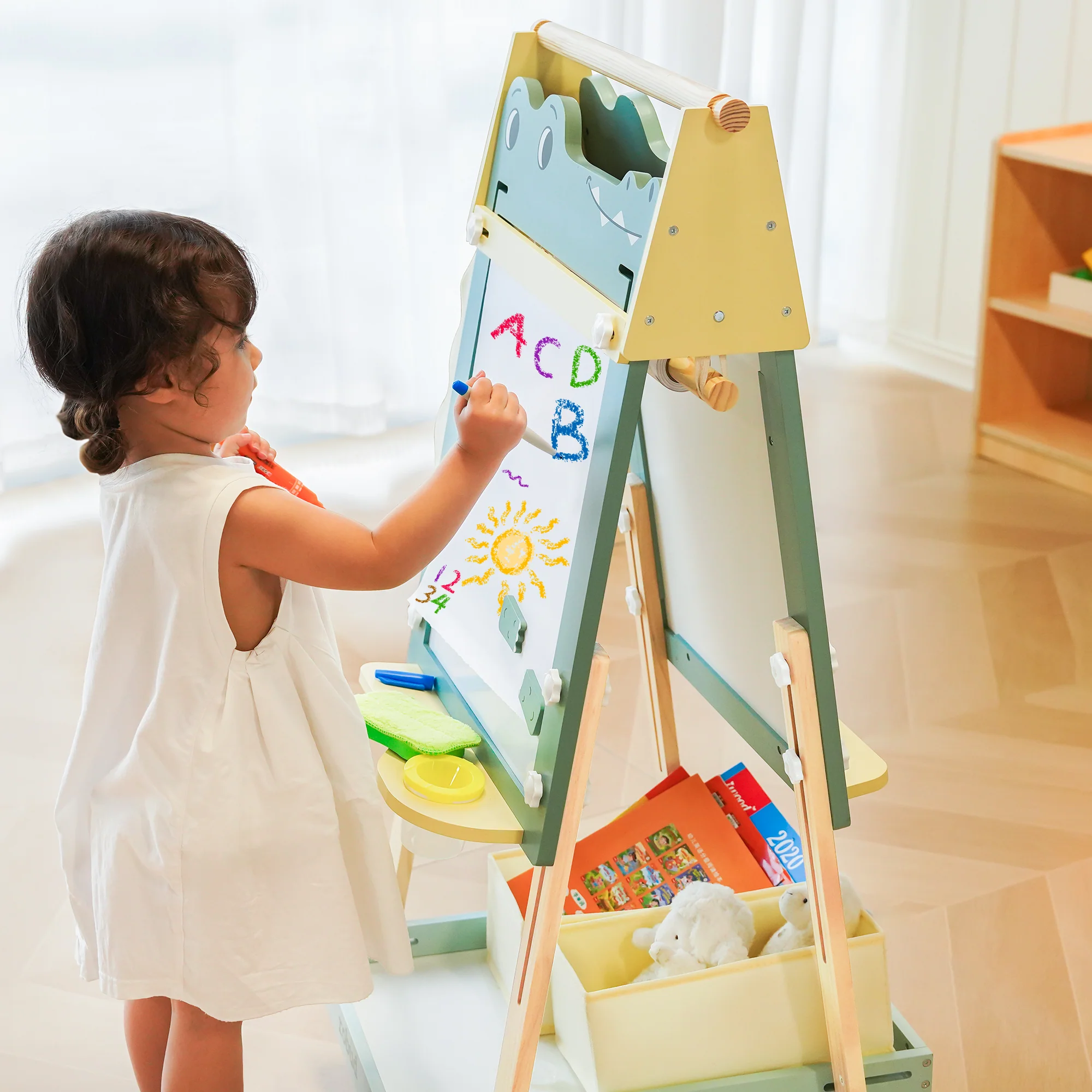 ROBUD Wooden Adjustable Crocodile Easel for Kids - Image 5