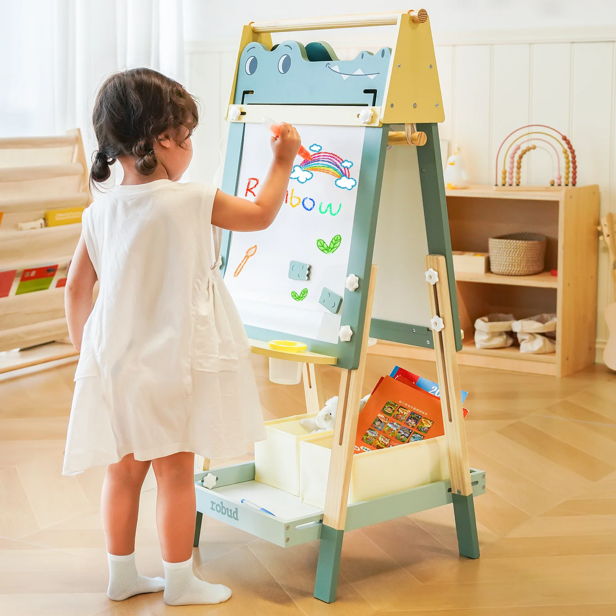 ROBUD Wooden Adjustable Crocodile Easel for Kids - Image 6