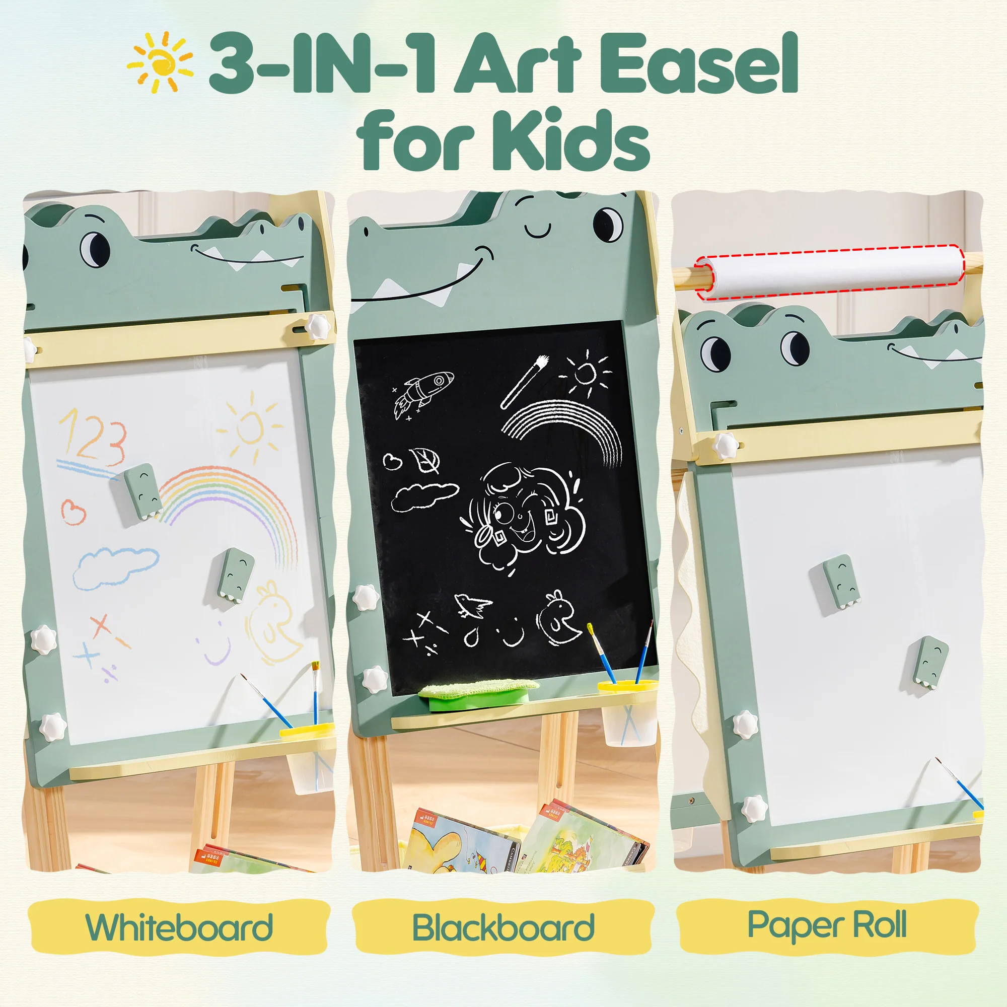 ROBUD Wooden Adjustable Crocodile Easel for Kids - Image 9