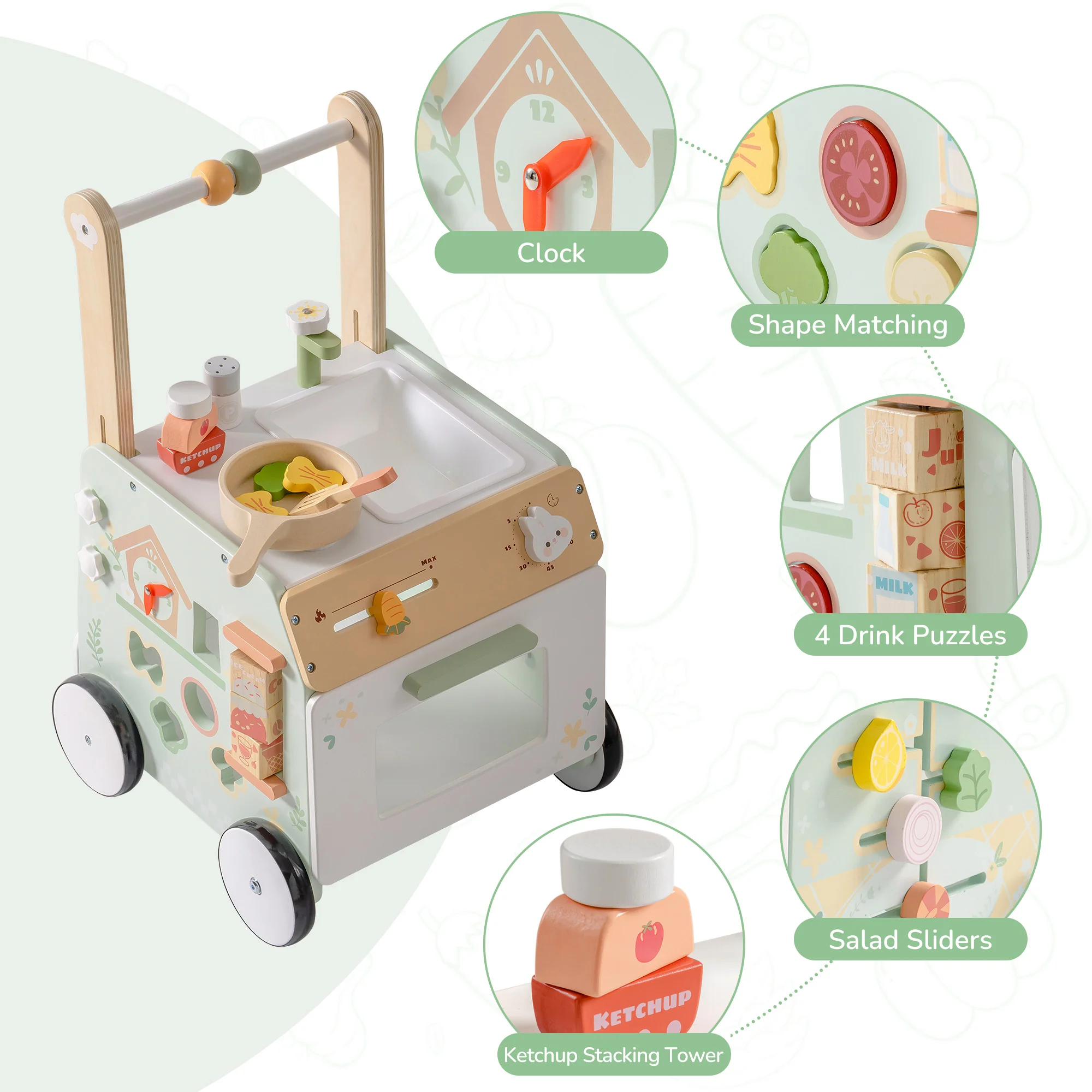 ROBUD Wooden Baby Push Walker Spring Countryside - Image 10