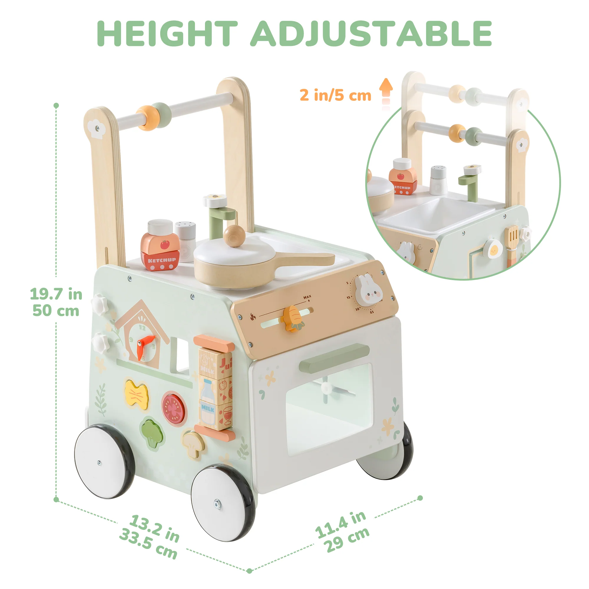 ROBUD Wooden Baby Push Walker Spring Countryside - Image 12