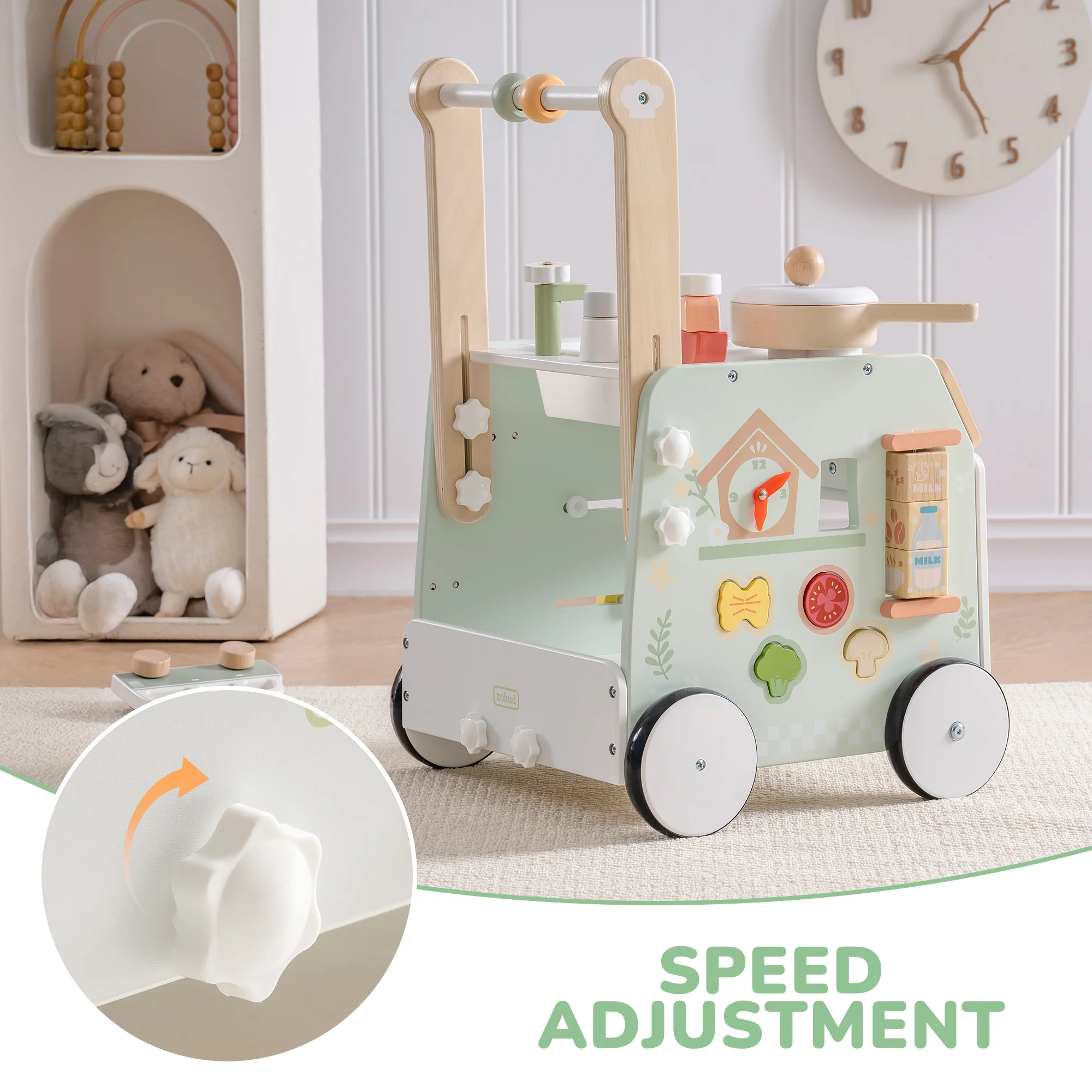 ROBUD Wooden Baby Push Walker Spring Countryside - Image 9
