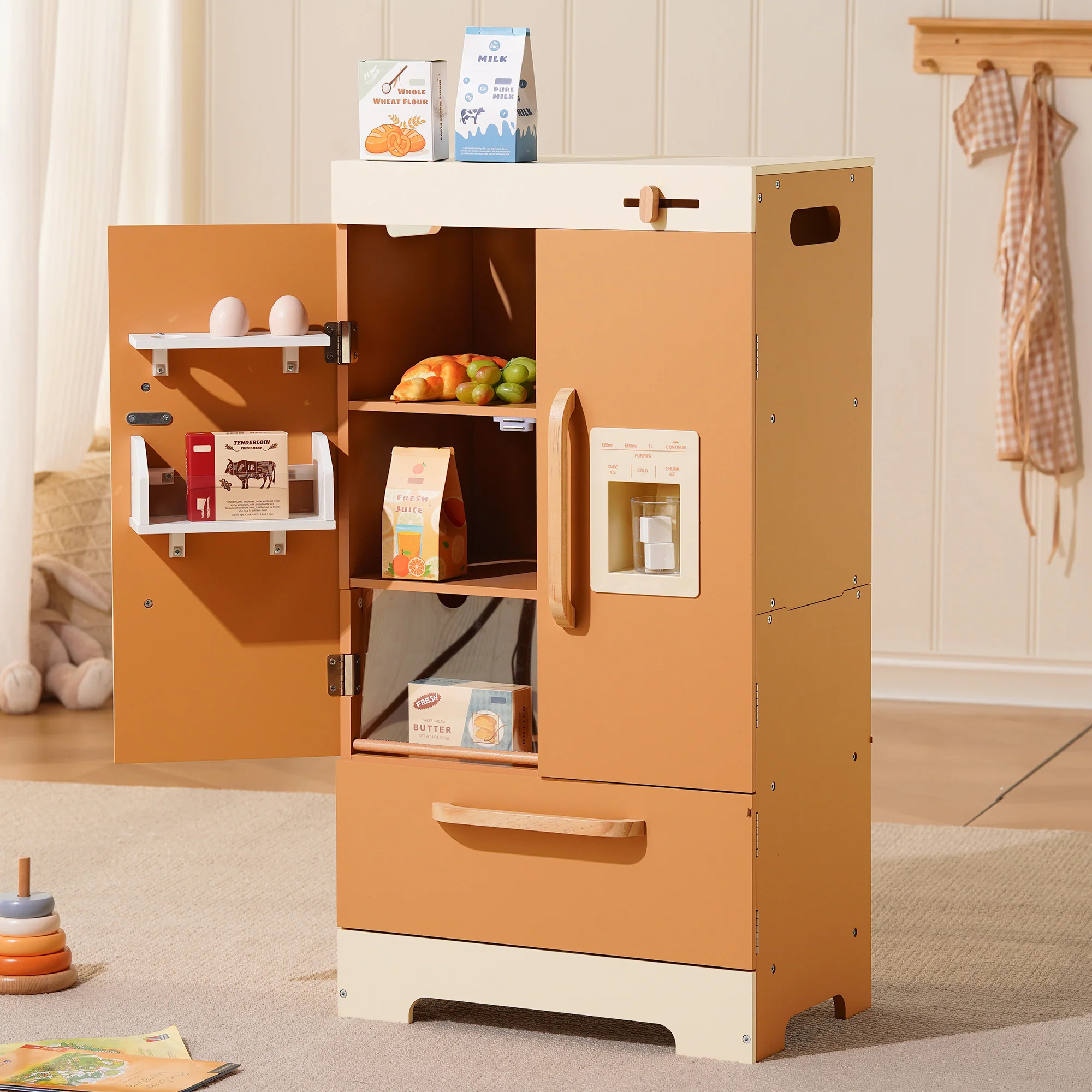 ROBUD Wooden Caramel Refrigerator - Image 2