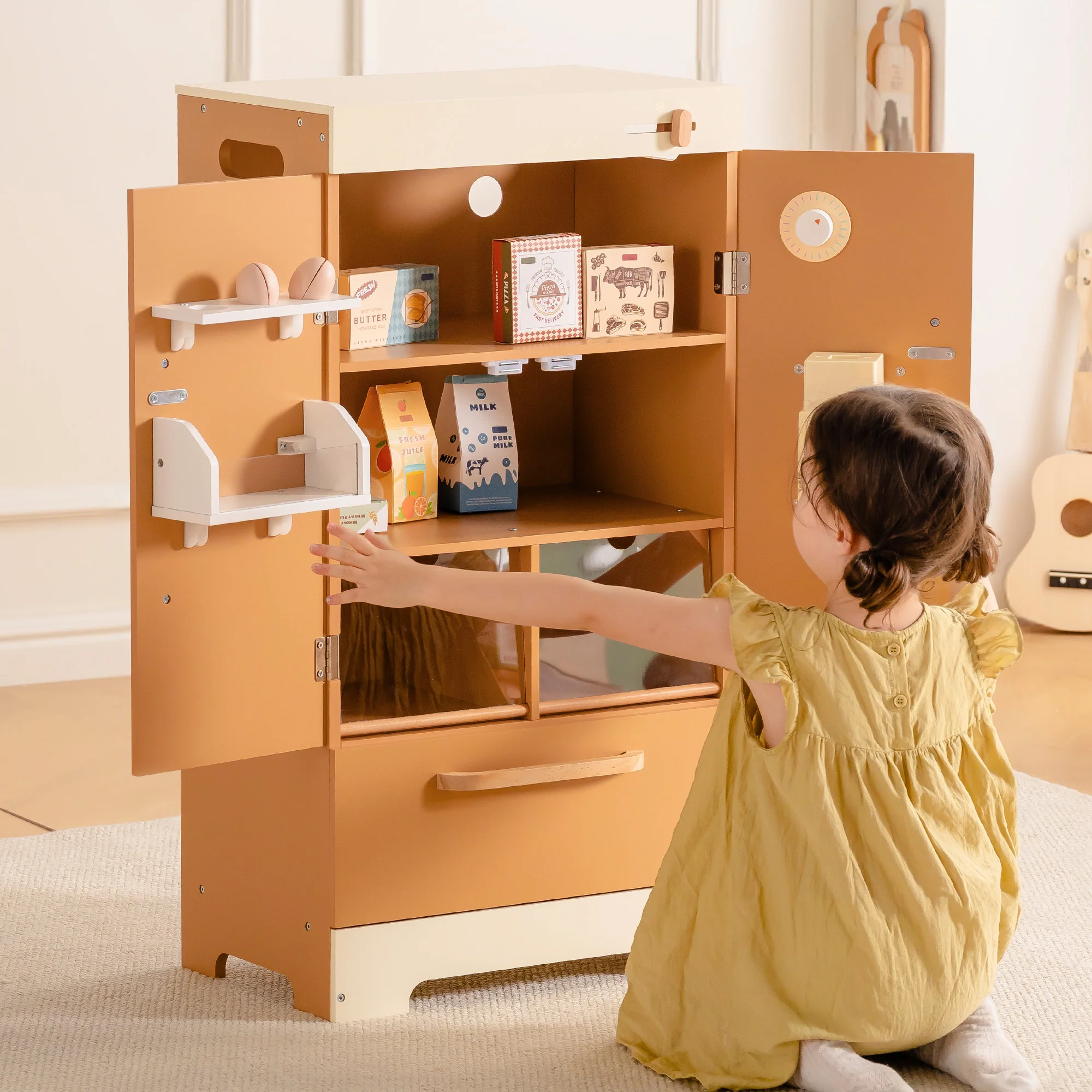 ROBUD Wooden Caramel Refrigerator - Image 3