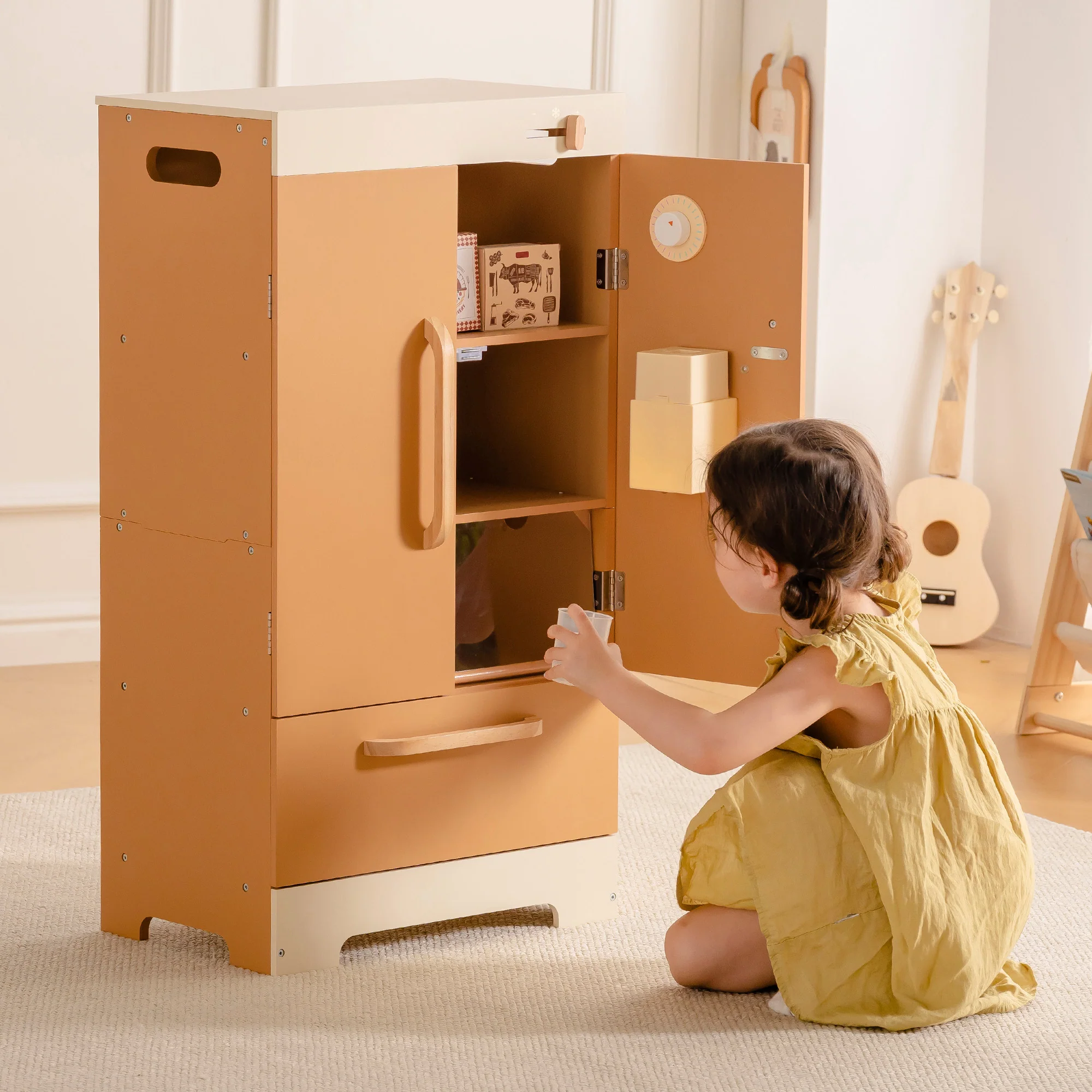 ROBUD Wooden Caramel Refrigerator - Image 4