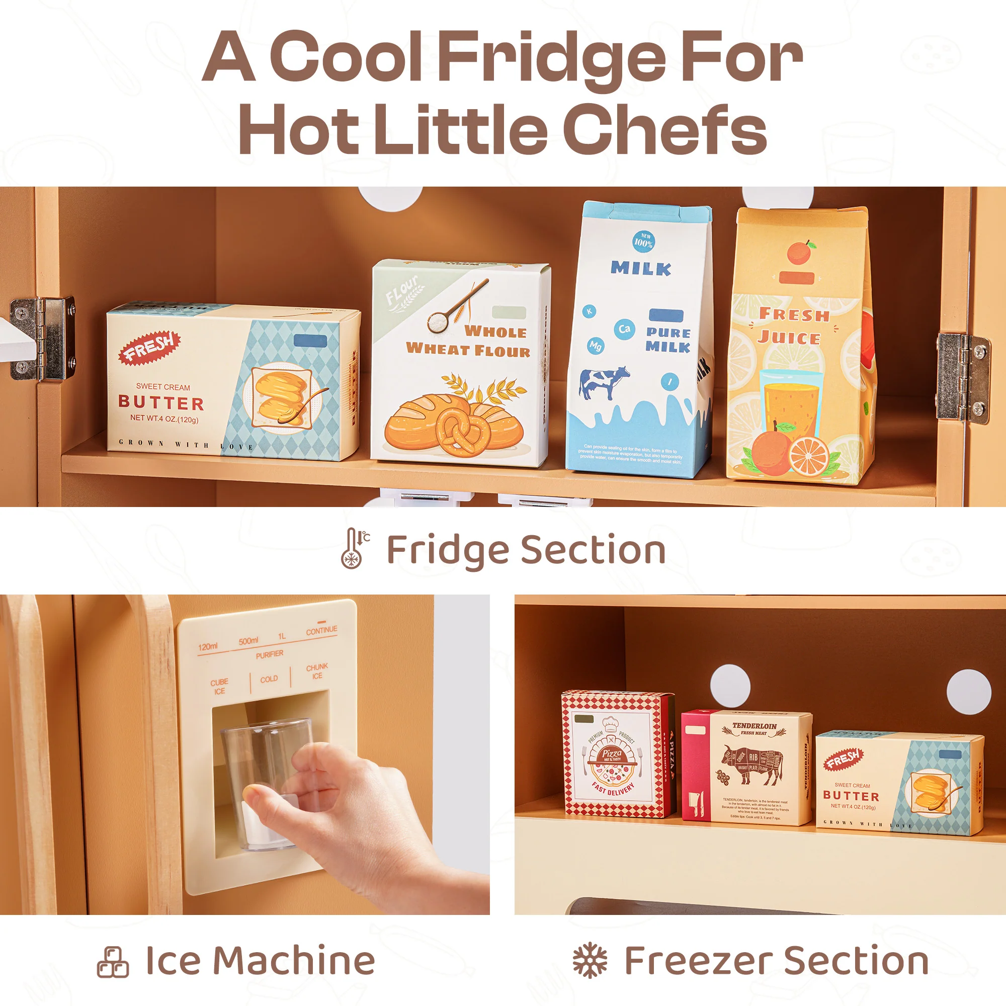 ROBUD Wooden Caramel Refrigerator - Image 5
