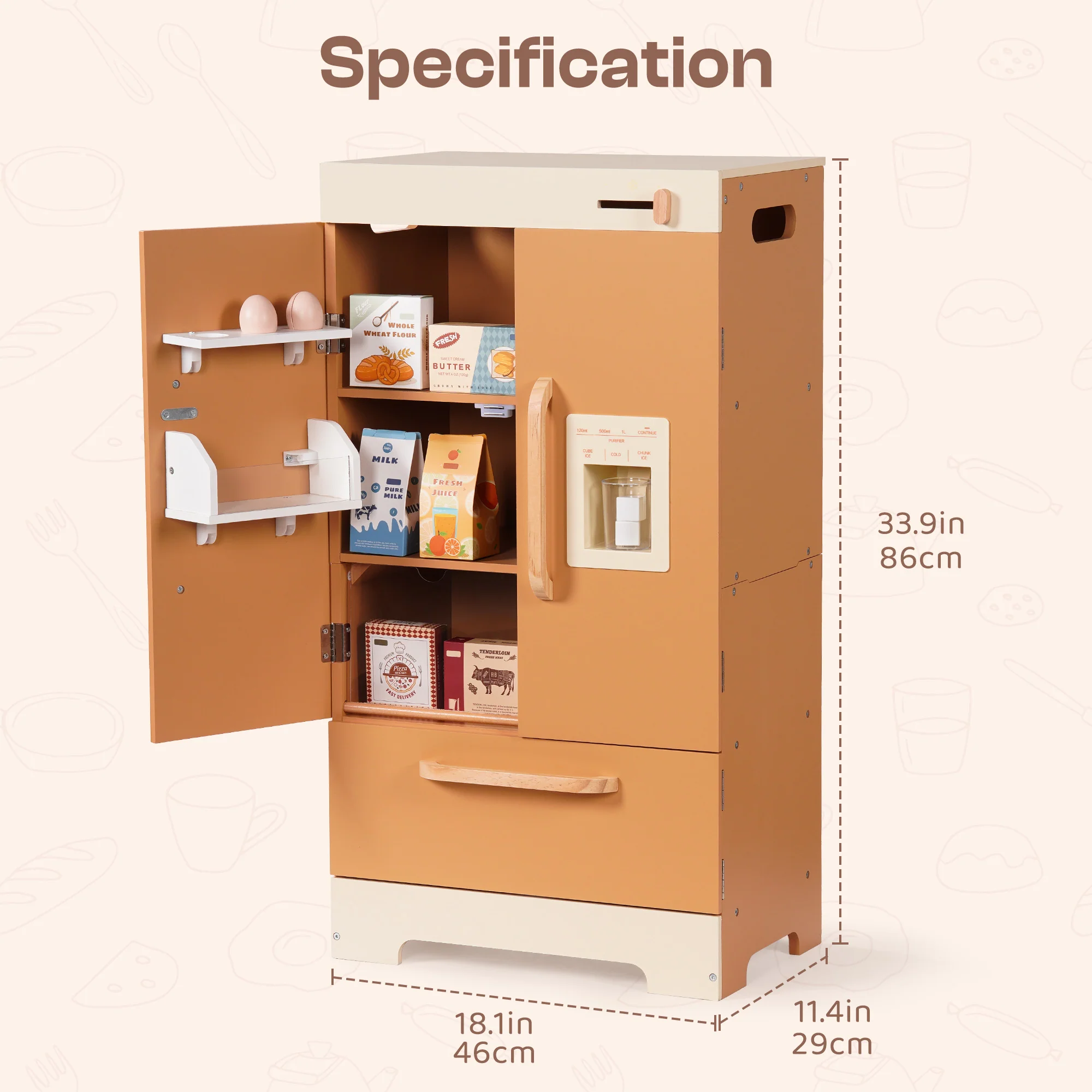 ROBUD Wooden Caramel Refrigerator - Image 9