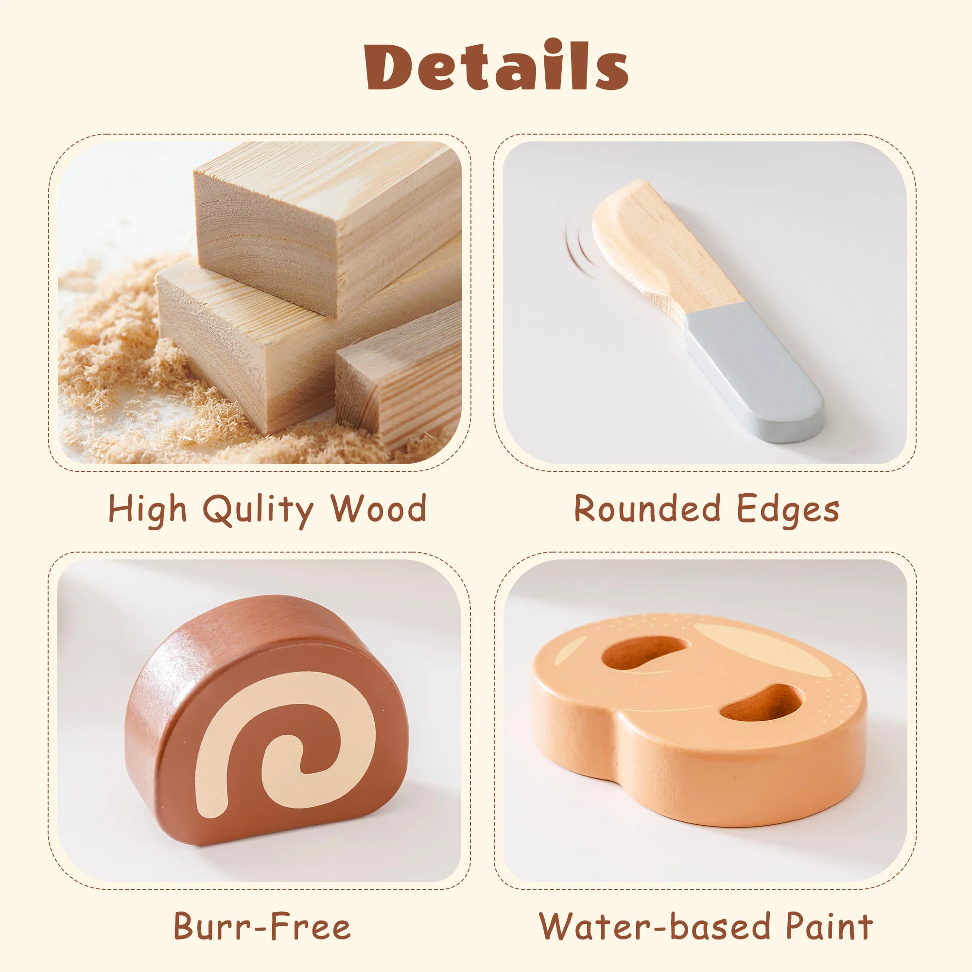 ROBUD Wooden Childs Play Food Set - Desserts - Image 13