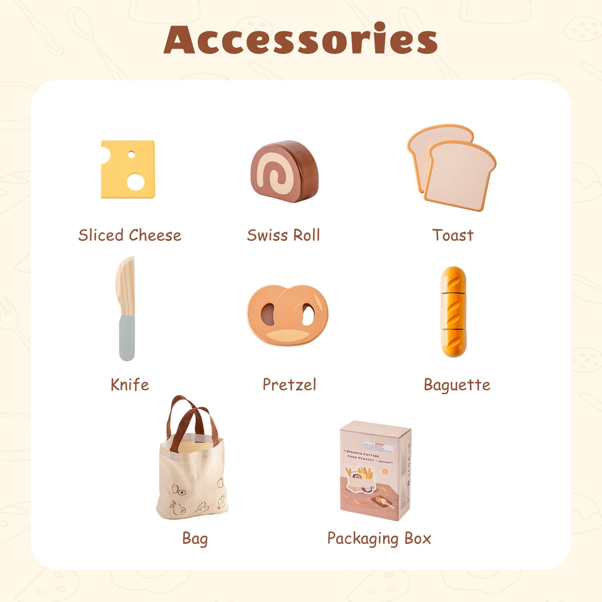 ROBUD Wooden Childs Play Food Set - Desserts - Image 14