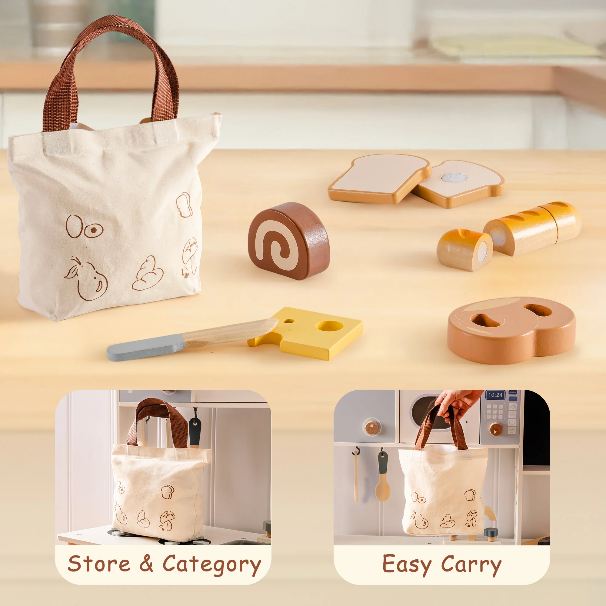 ROBUD Wooden Childs Play Food Set - Desserts - Image 6