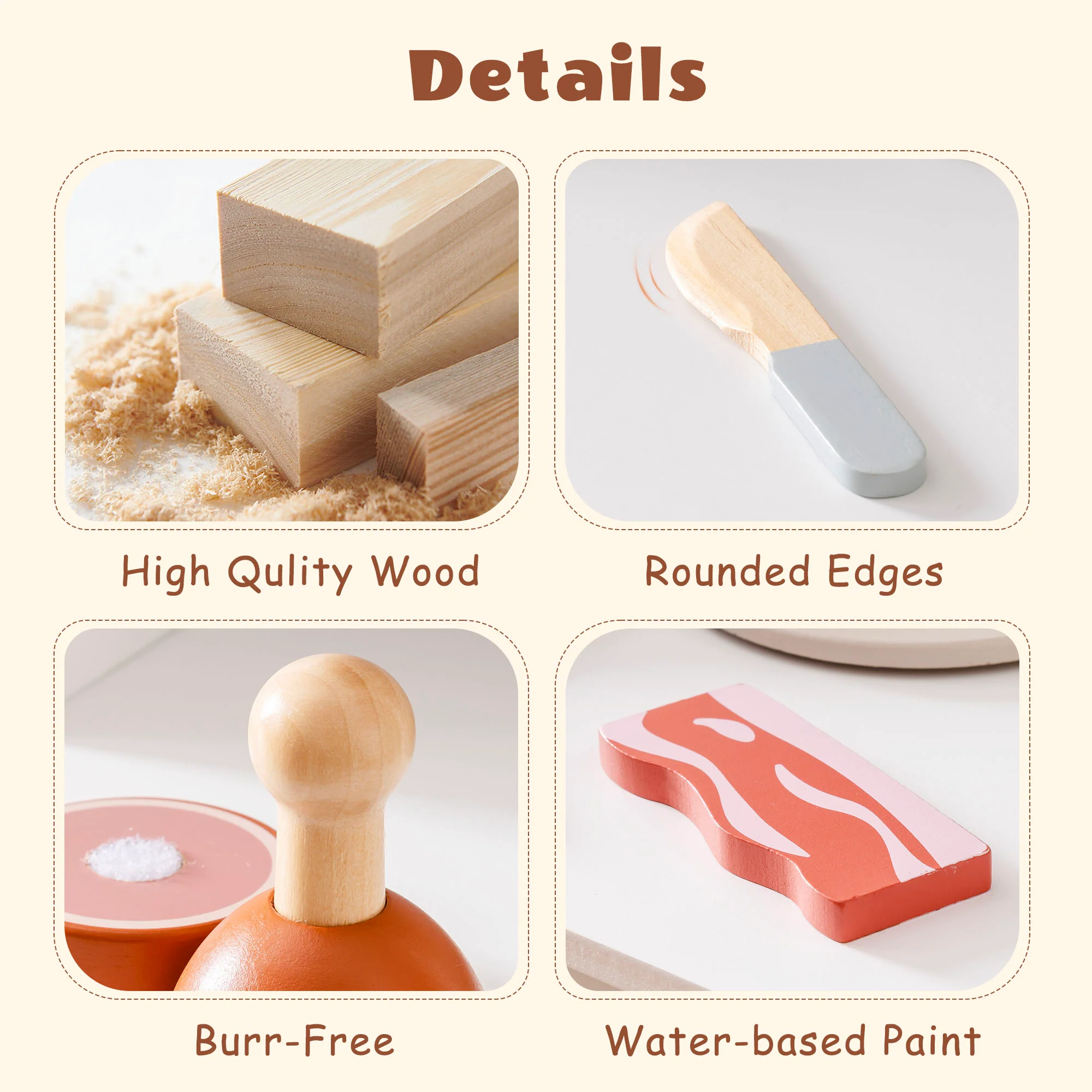 ROBUD Wooden Childs Play Food Set - Meat - Image 12
