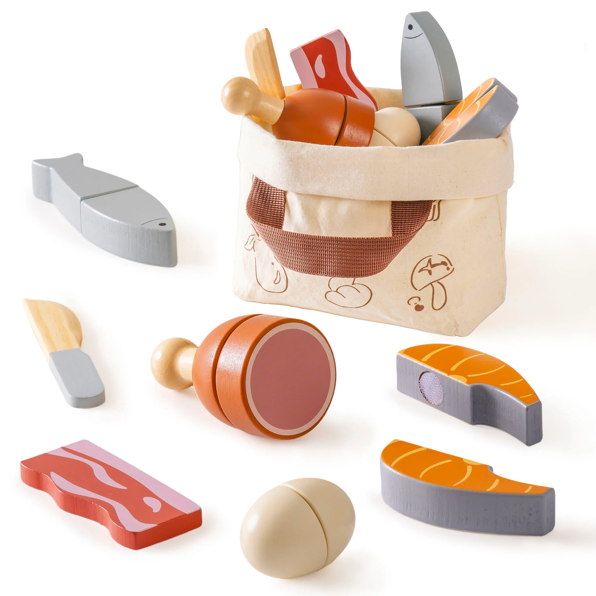 ROBUD Wooden Childs Play Food Set - Meat - Image 13