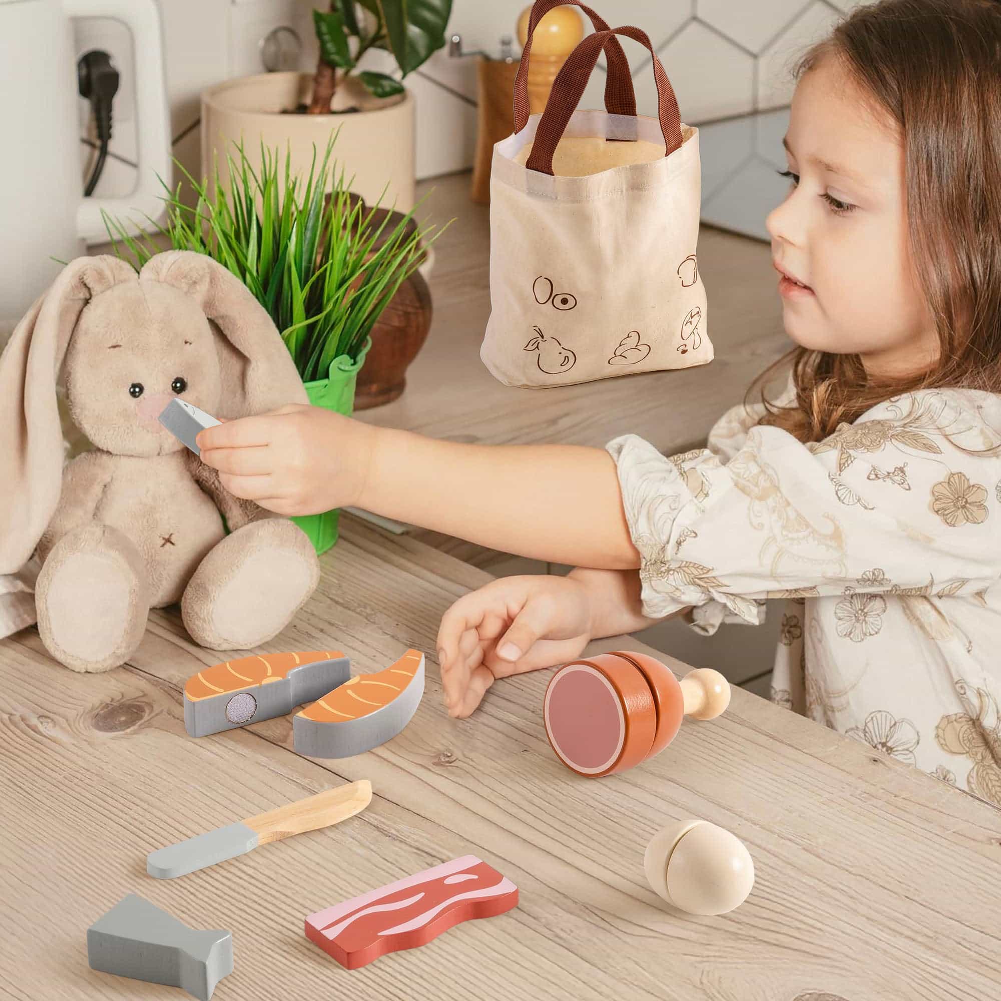 ROBUD Wooden Childs Play Food Set - Meat - Image 4